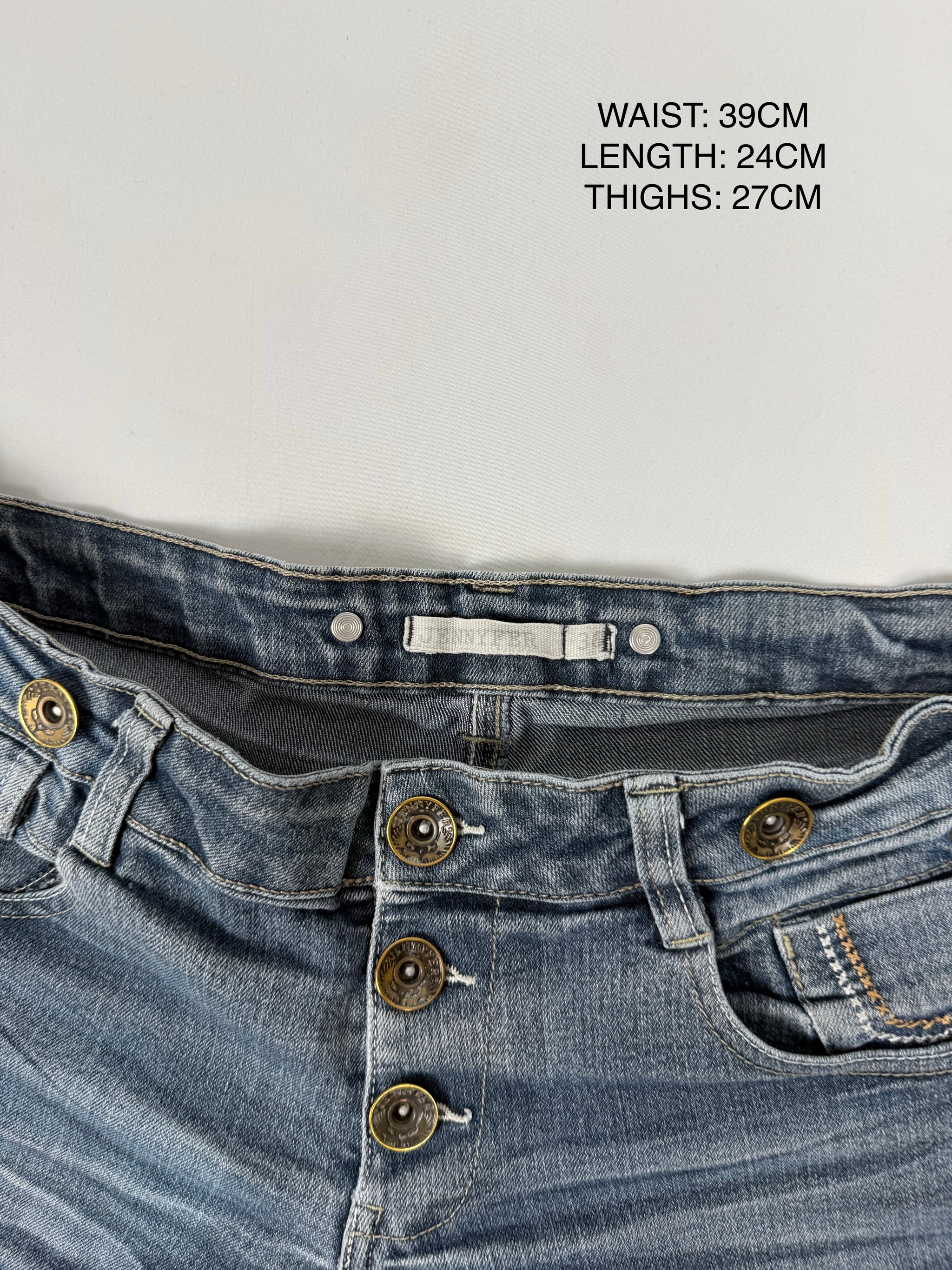 Navy denim mini short (S)