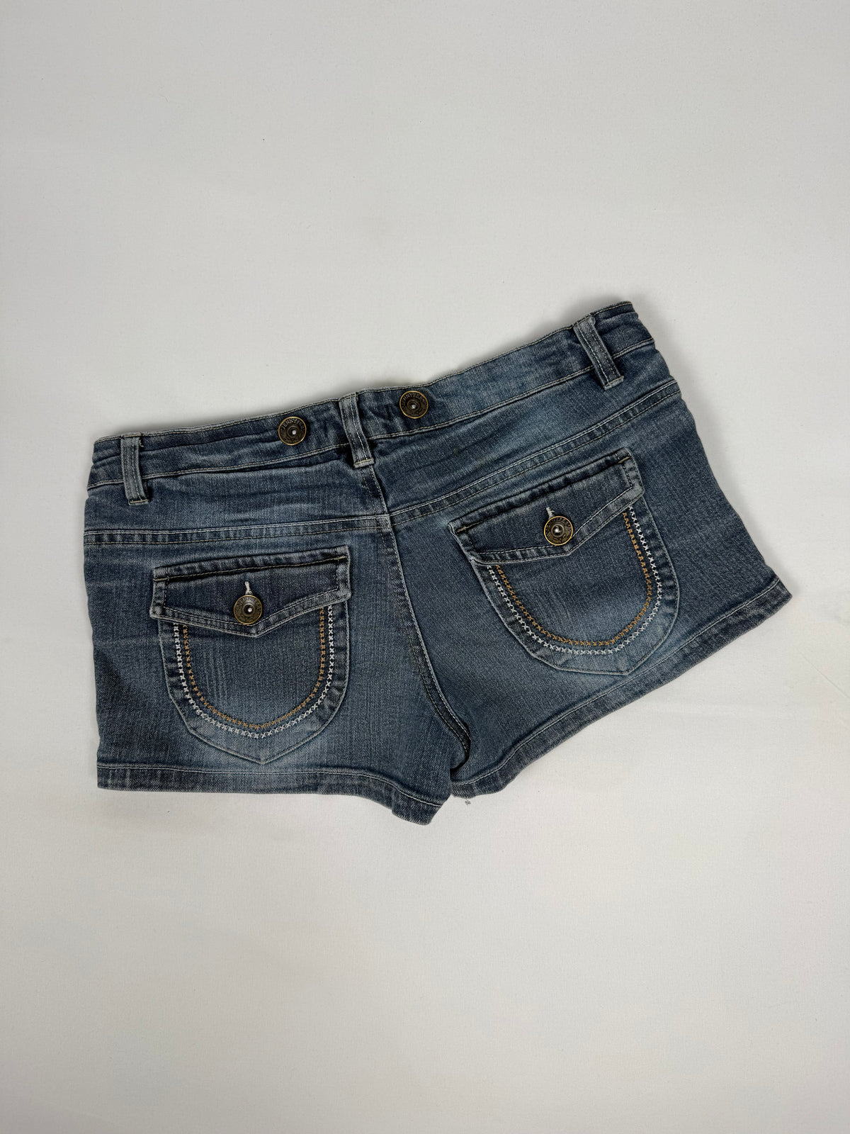 Navy denim mini short (S)