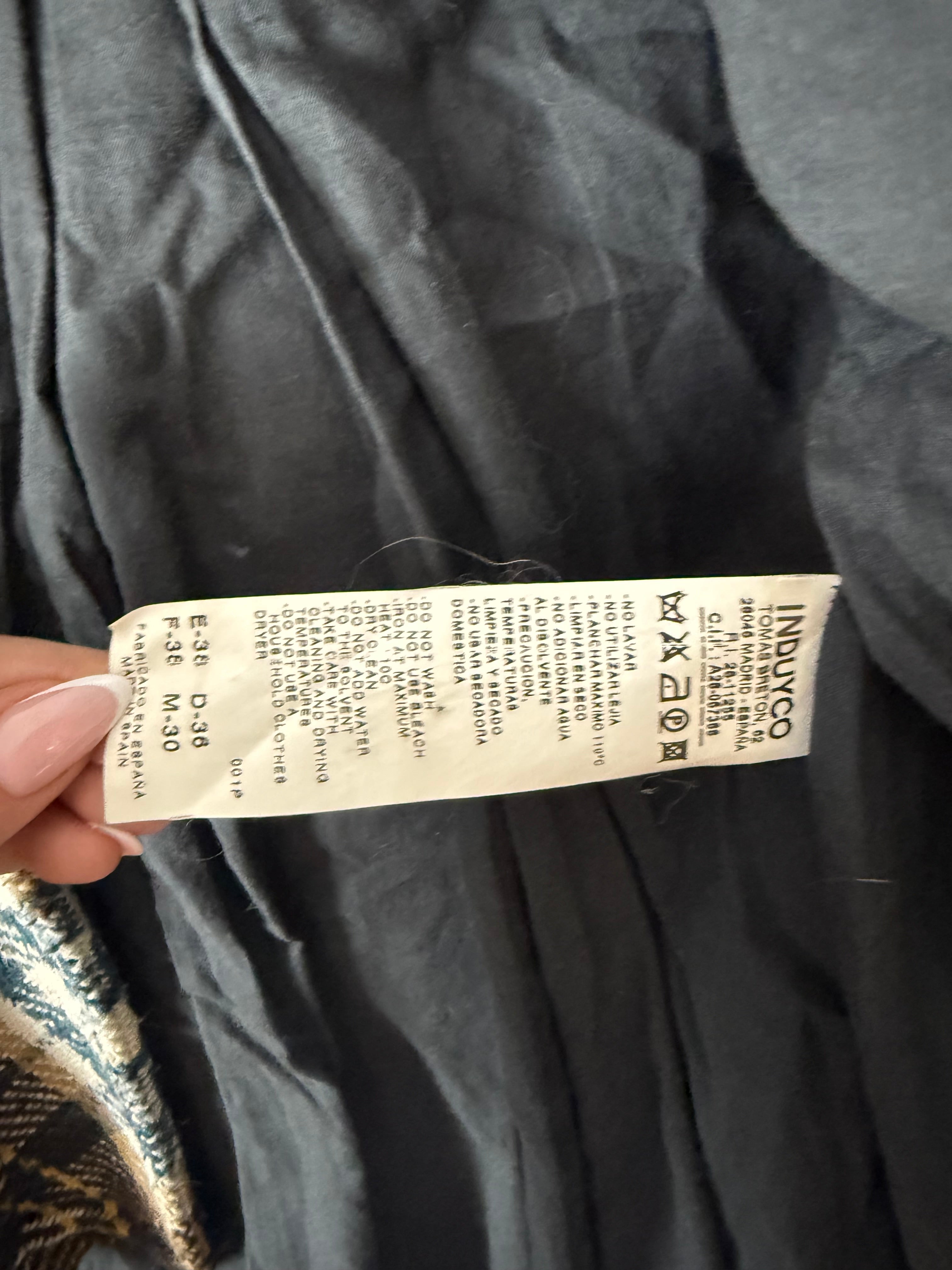 Beige check print mid season hooded caban jacket (M)