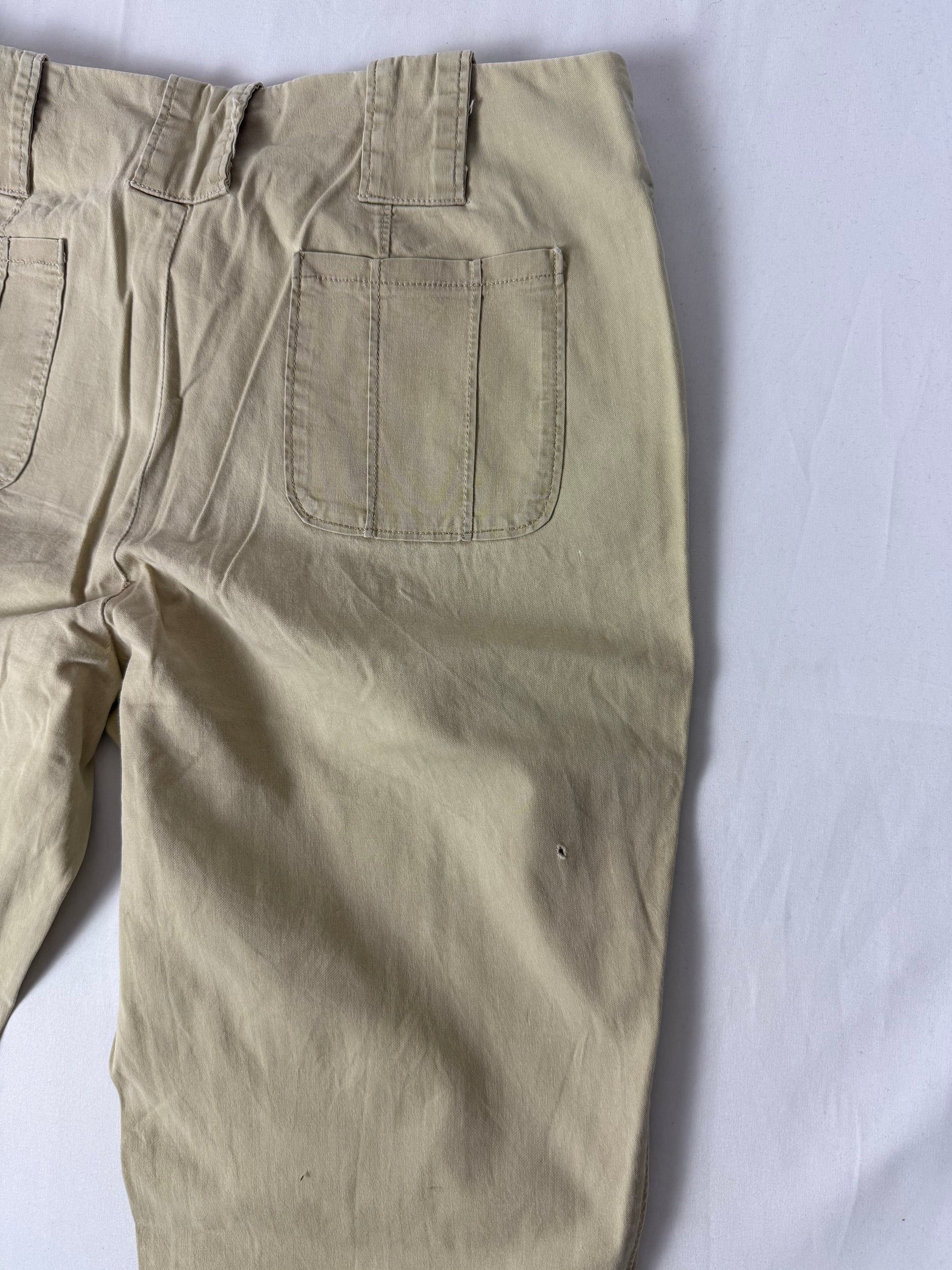 Beige cotton low rise bootcut flare pants (S)