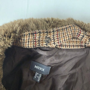 Beige check print wool trench jacket (XL)