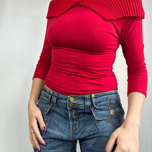 Red 3/4 long sleeves top (S/M)