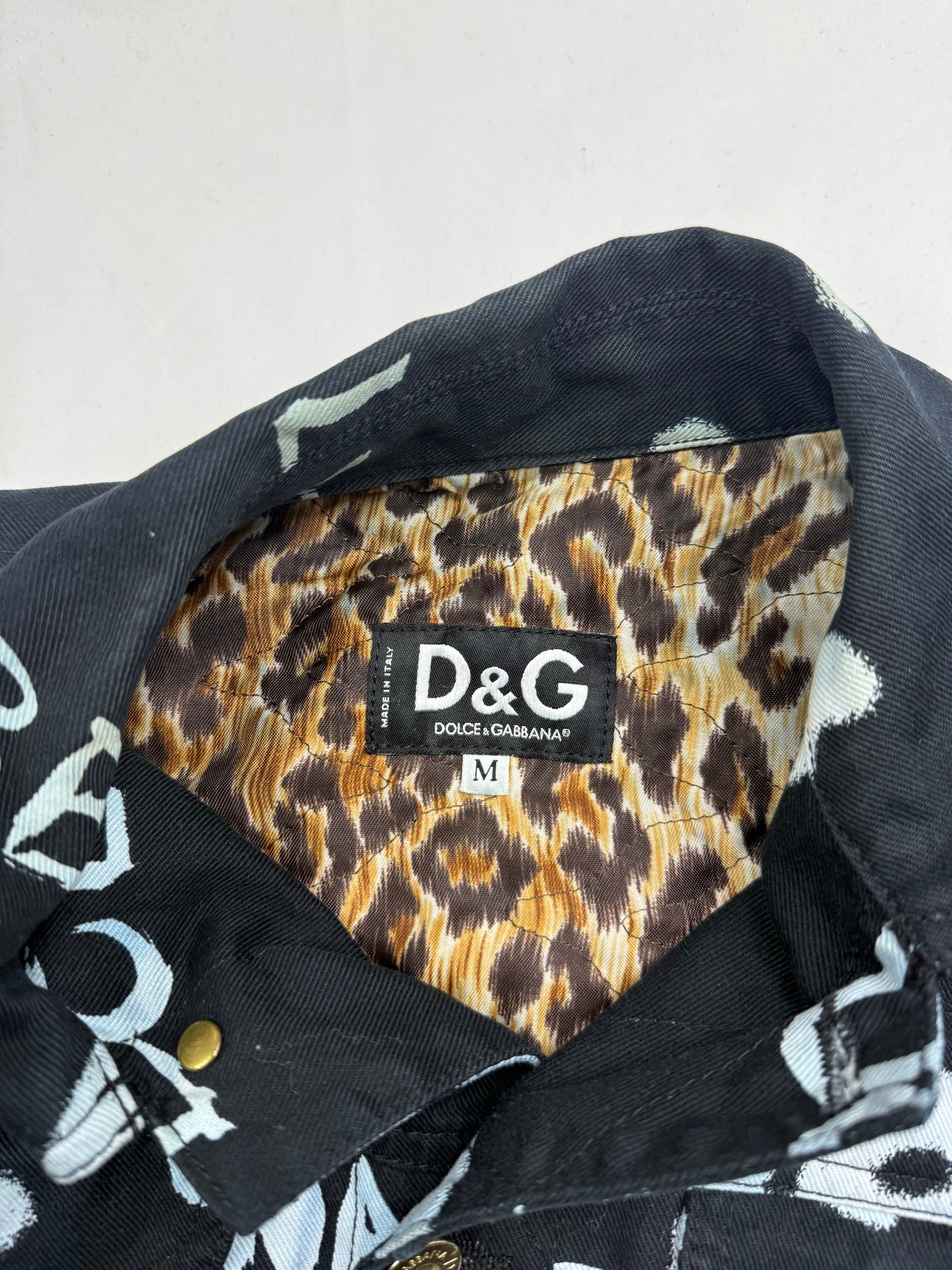 Black graffiti denim tight fit biker jacket (S)