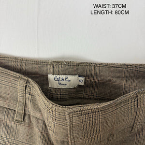 Brown check print low rise capri pants (M)