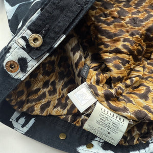 Black graffiti denim tight fit biker jacket (S)