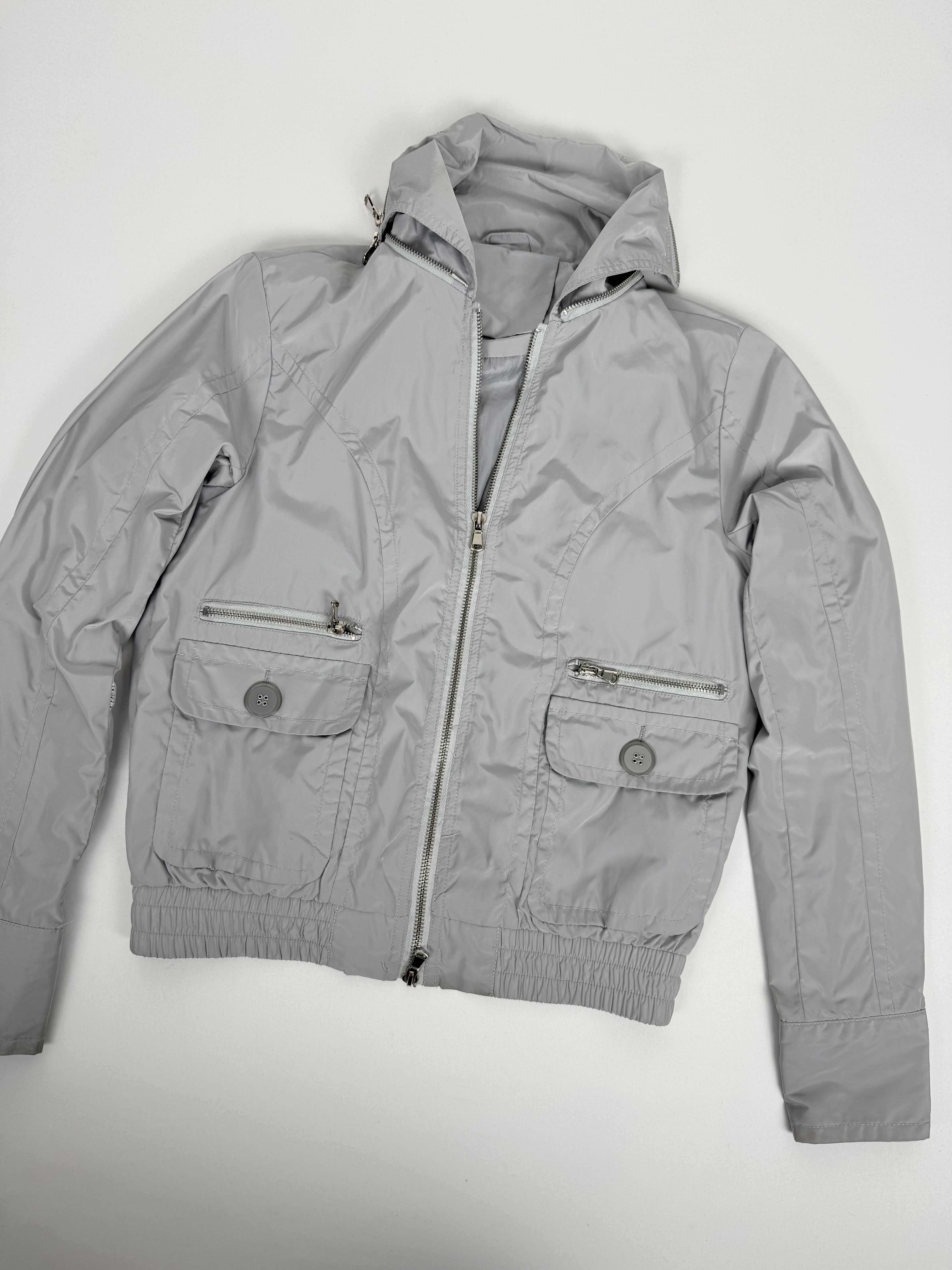 Grey zip up biker jacket (L)