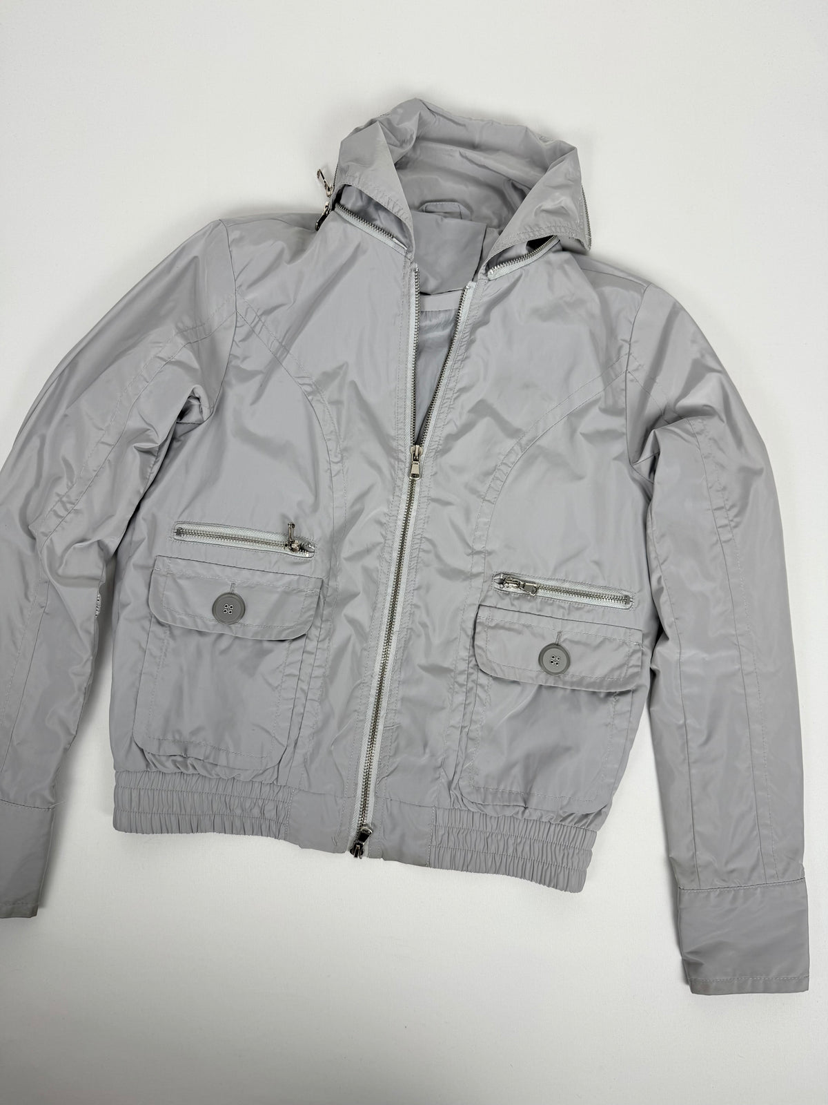 Grey zip up biker jacket (L)