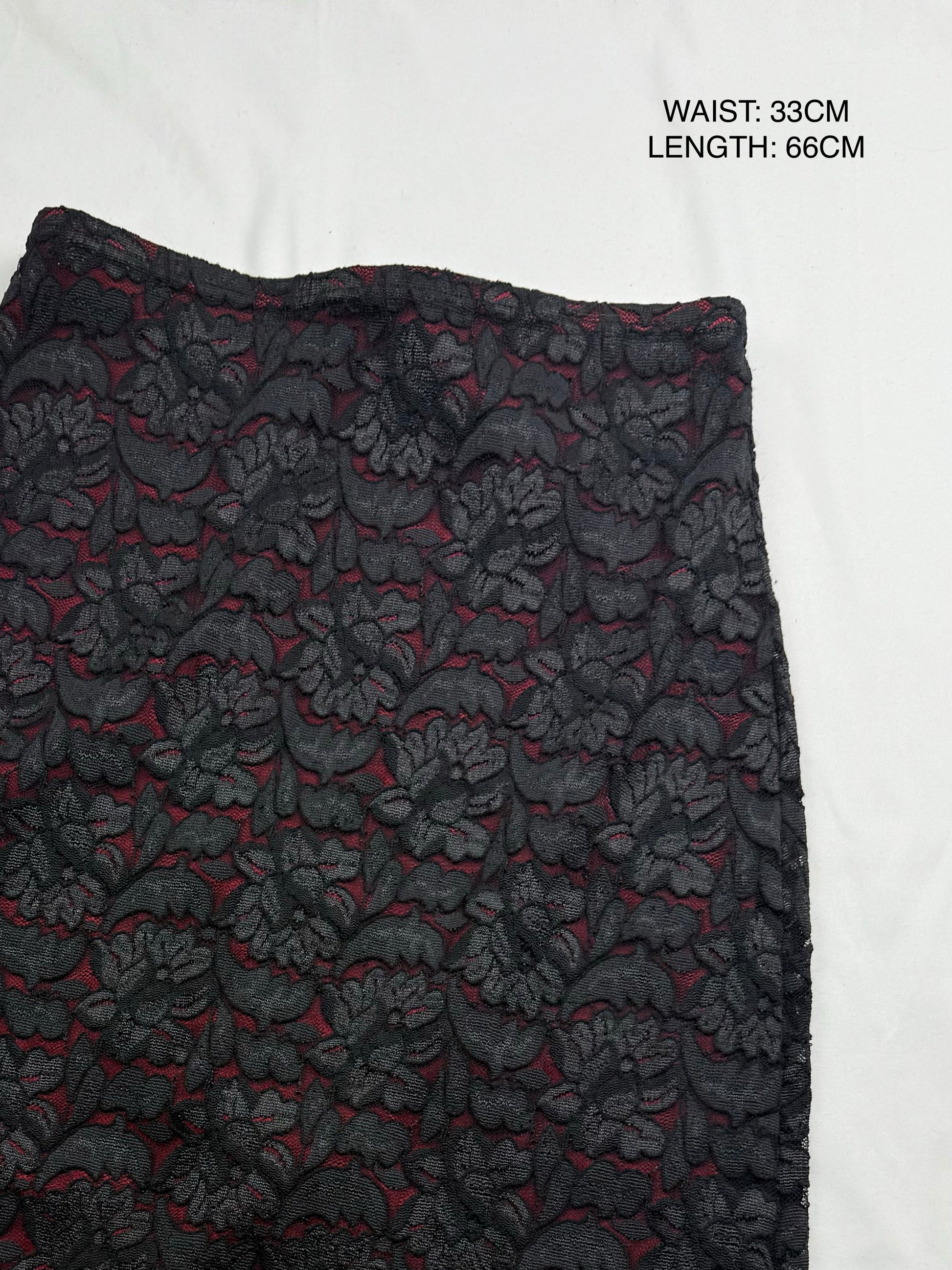 Black lace low rise maxi skirt (XS/S)