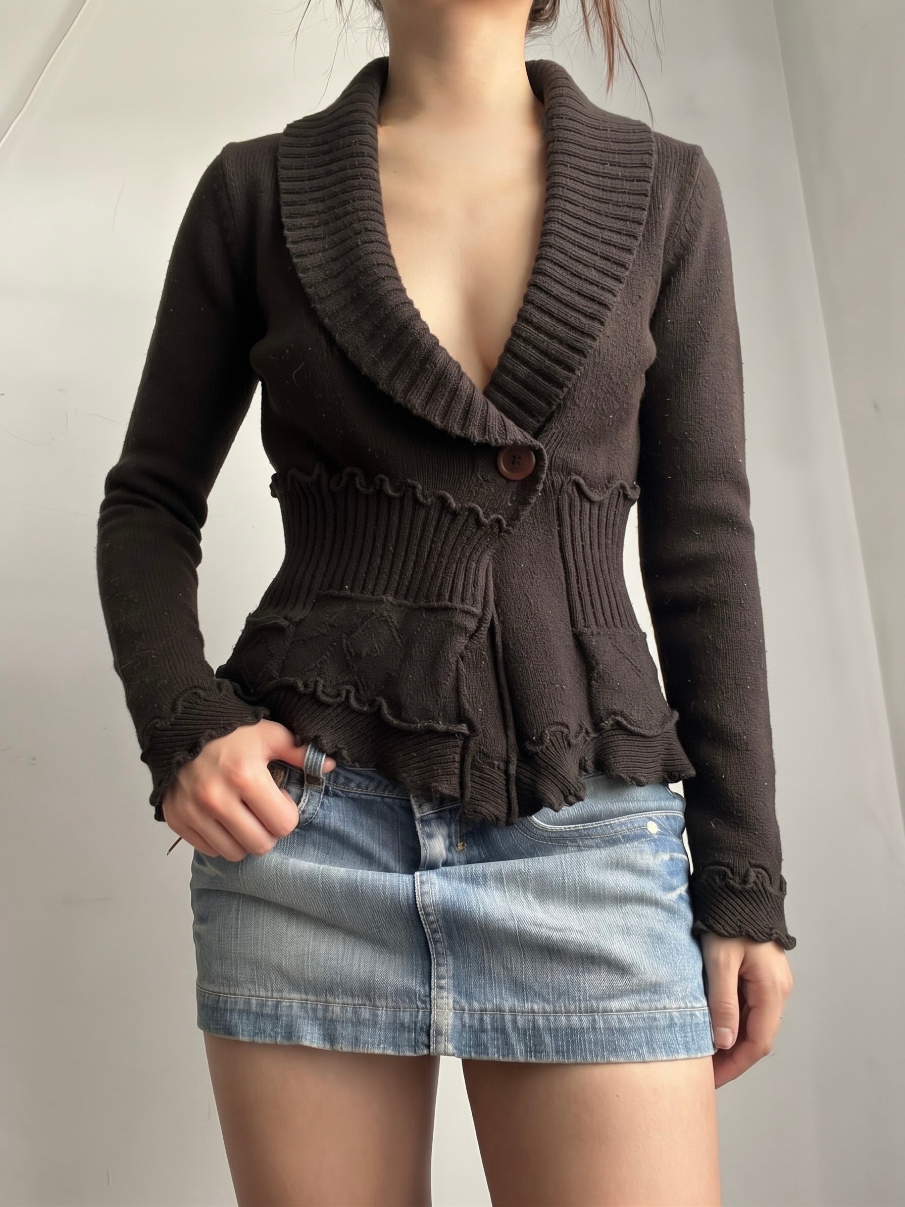 Brown cardigan jumper (M)