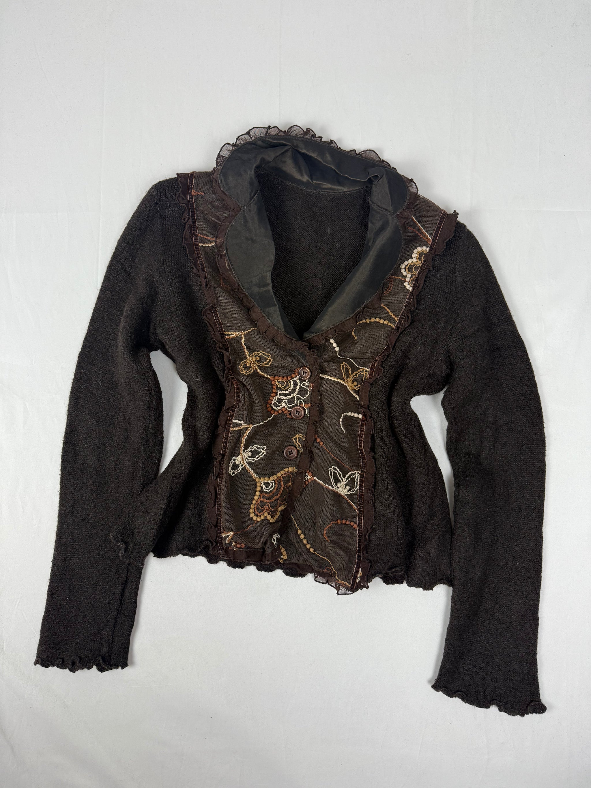 Brown embroidered wool jacket (S/M)
