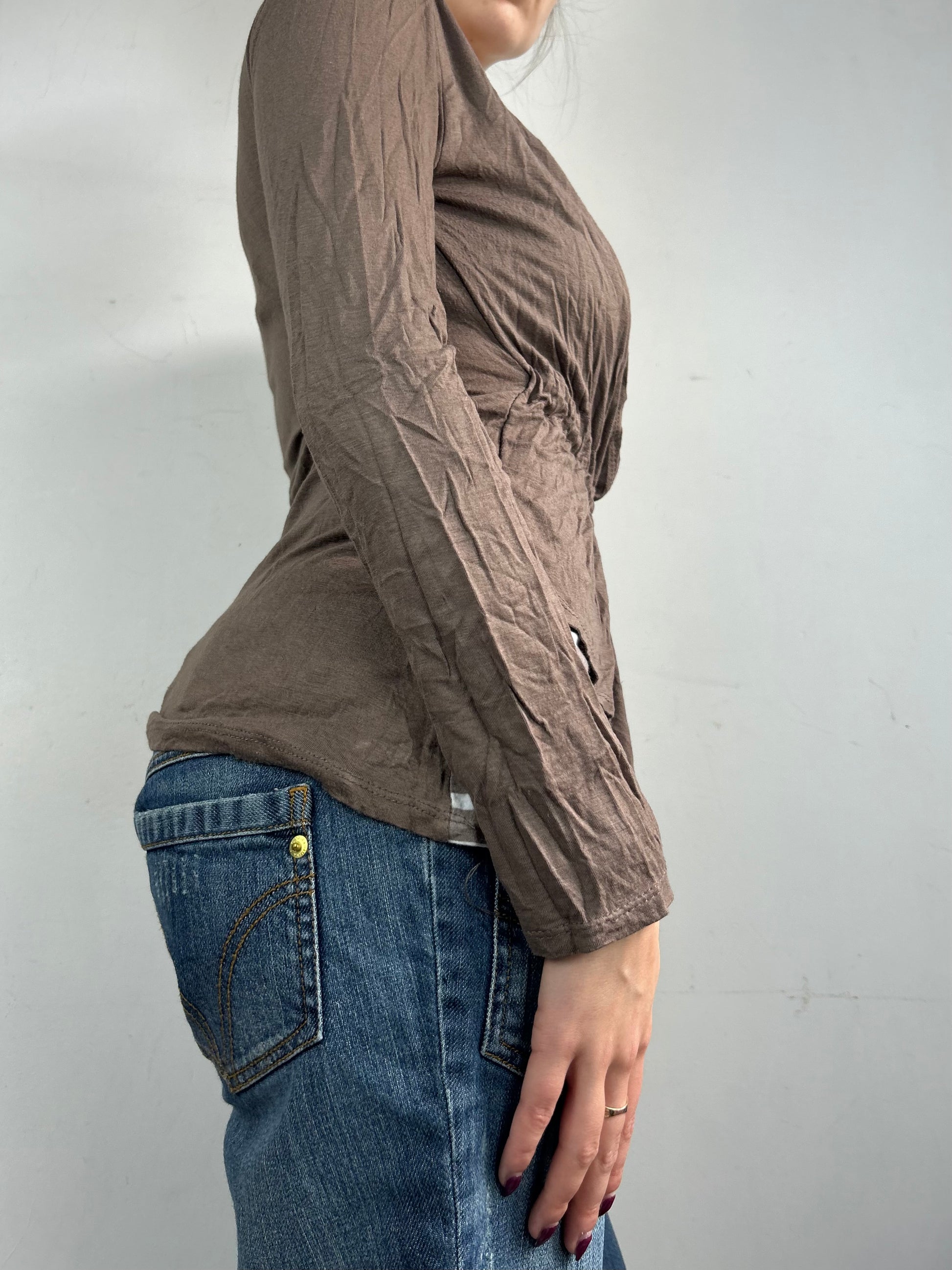 Khaki 2 in 1 long sleeves top (S/M)