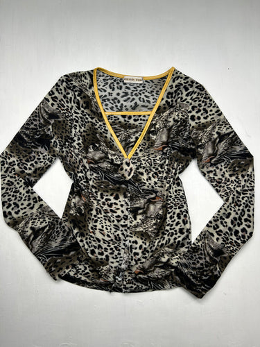 Grey panther print long sleeves top (M/L)