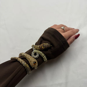 Vintage rhinestones gold snake bangle bracelet