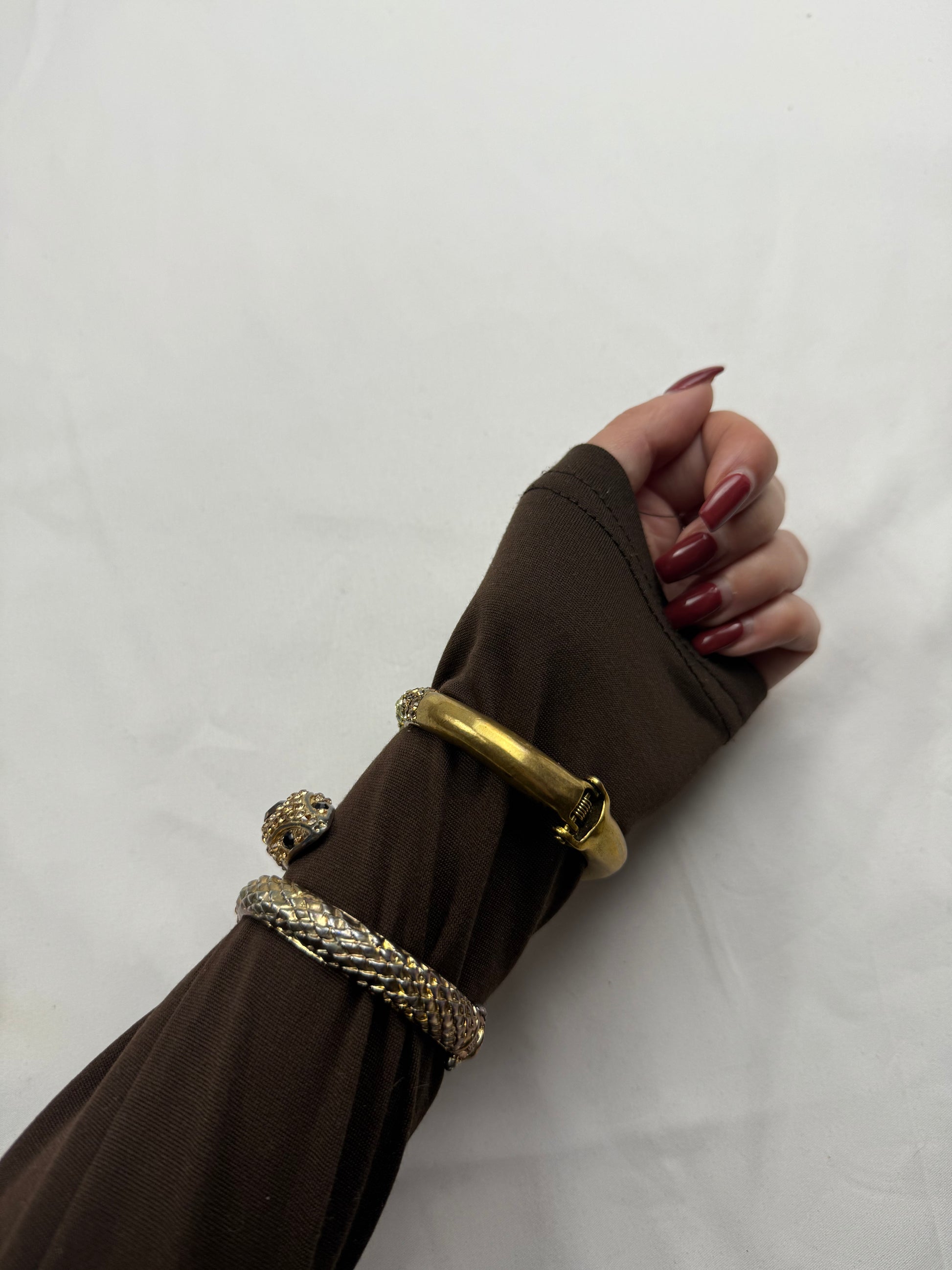Vintage rhinestones gold snake bangle bracelet