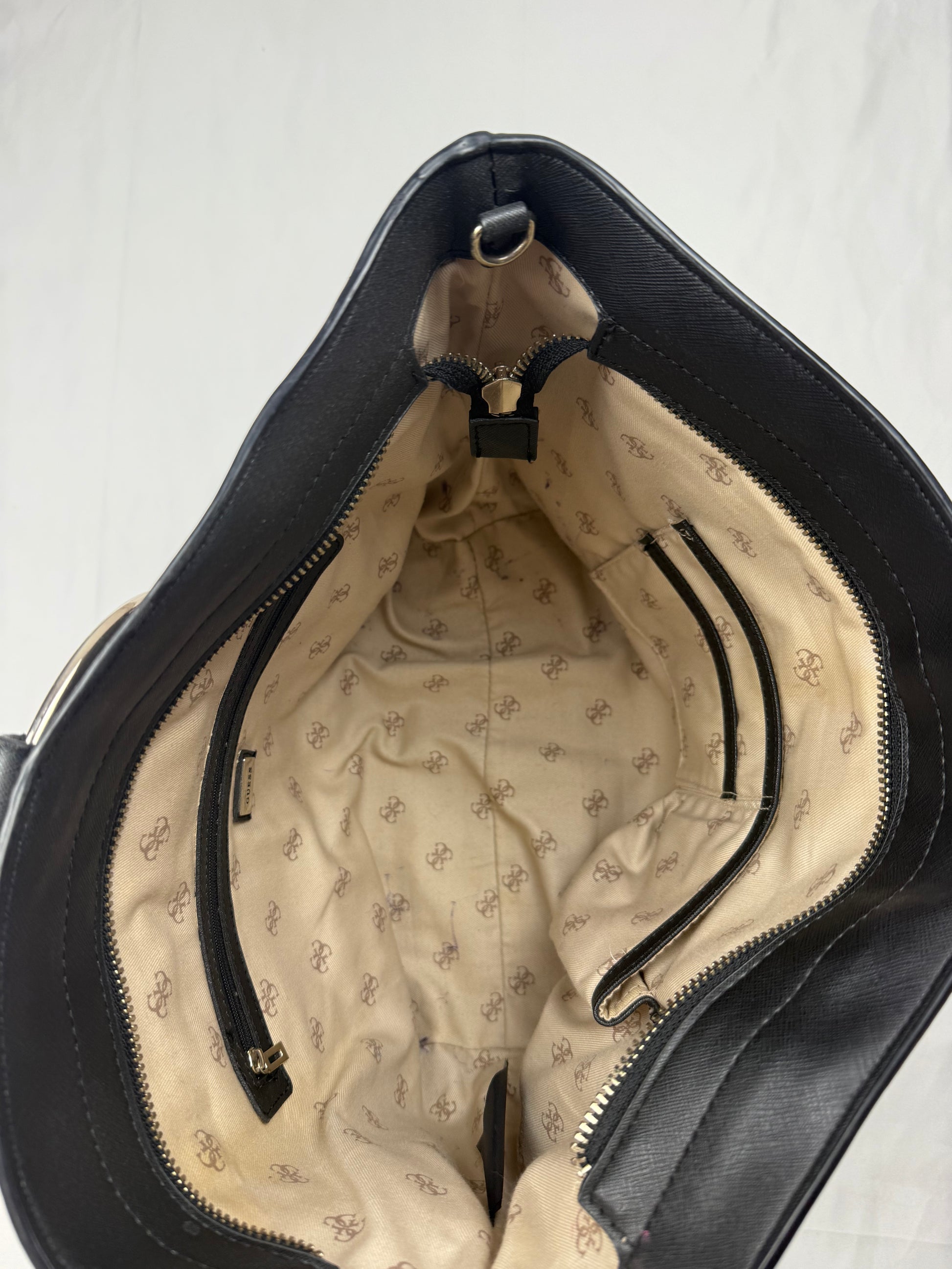 Black hoops handbag (40x28cm)