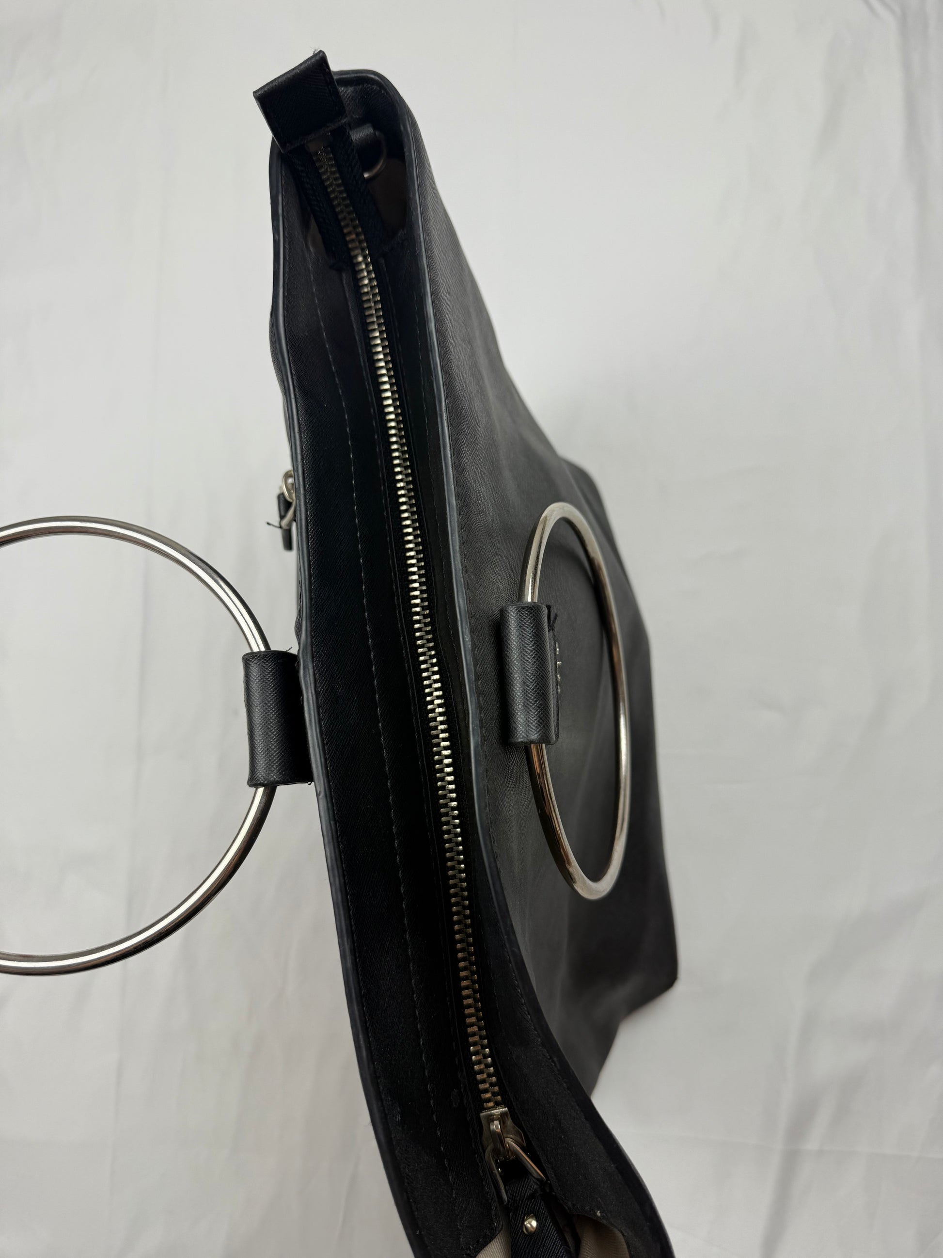 Black hoops handbag (40x28cm)