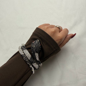 Vintage rhinestones silver snake bangle bracelet