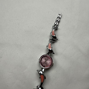 Vintage silver & pink bracelet watch jewelry