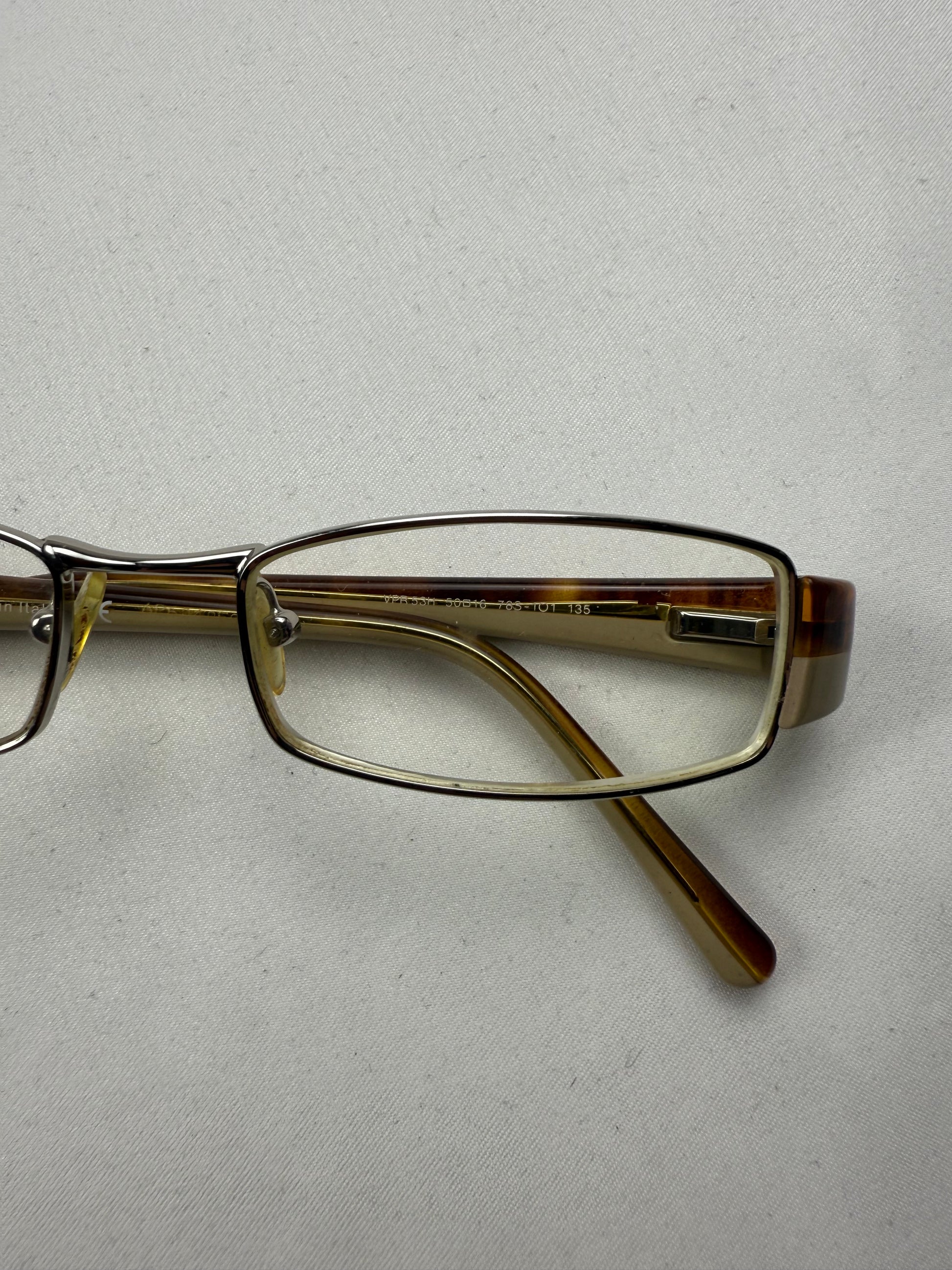 Beige logo 2000s office siren glasses (with prescription)