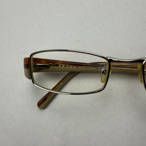 Beige logo 2000s office siren glasses (with prescription)