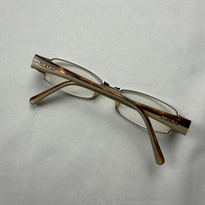 Beige logo 2000s office siren glasses (with prescription)