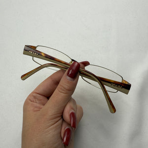 Beige logo 2000s office siren glasses (with prescription)