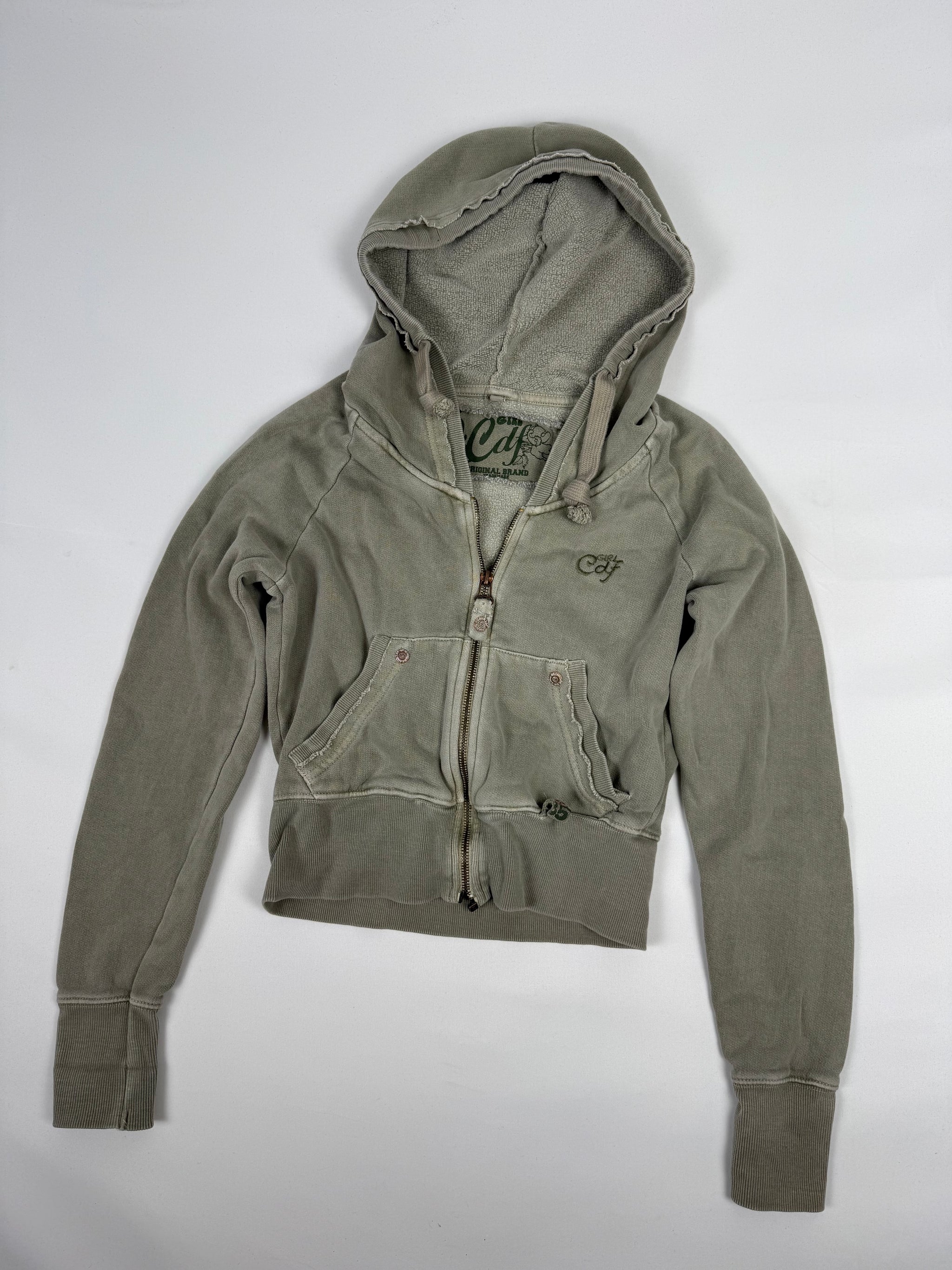 Khaki zip up hoodie (S)
