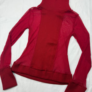 Red bi fabric mesh turtleneck jumper (S/M)