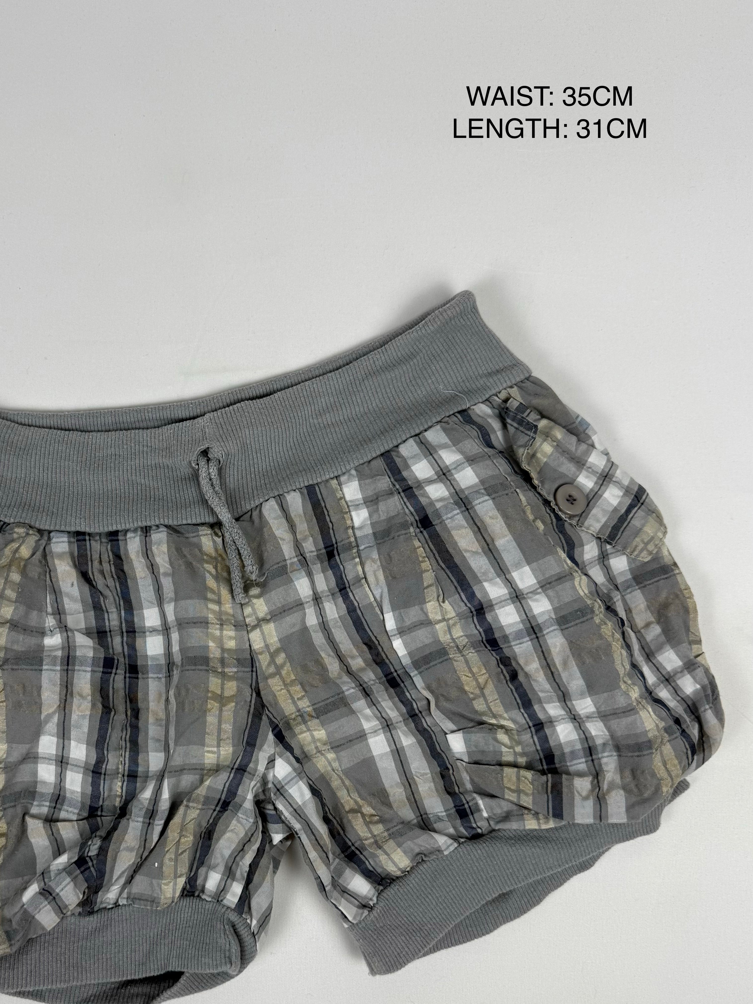 Grey check print mini short (S)