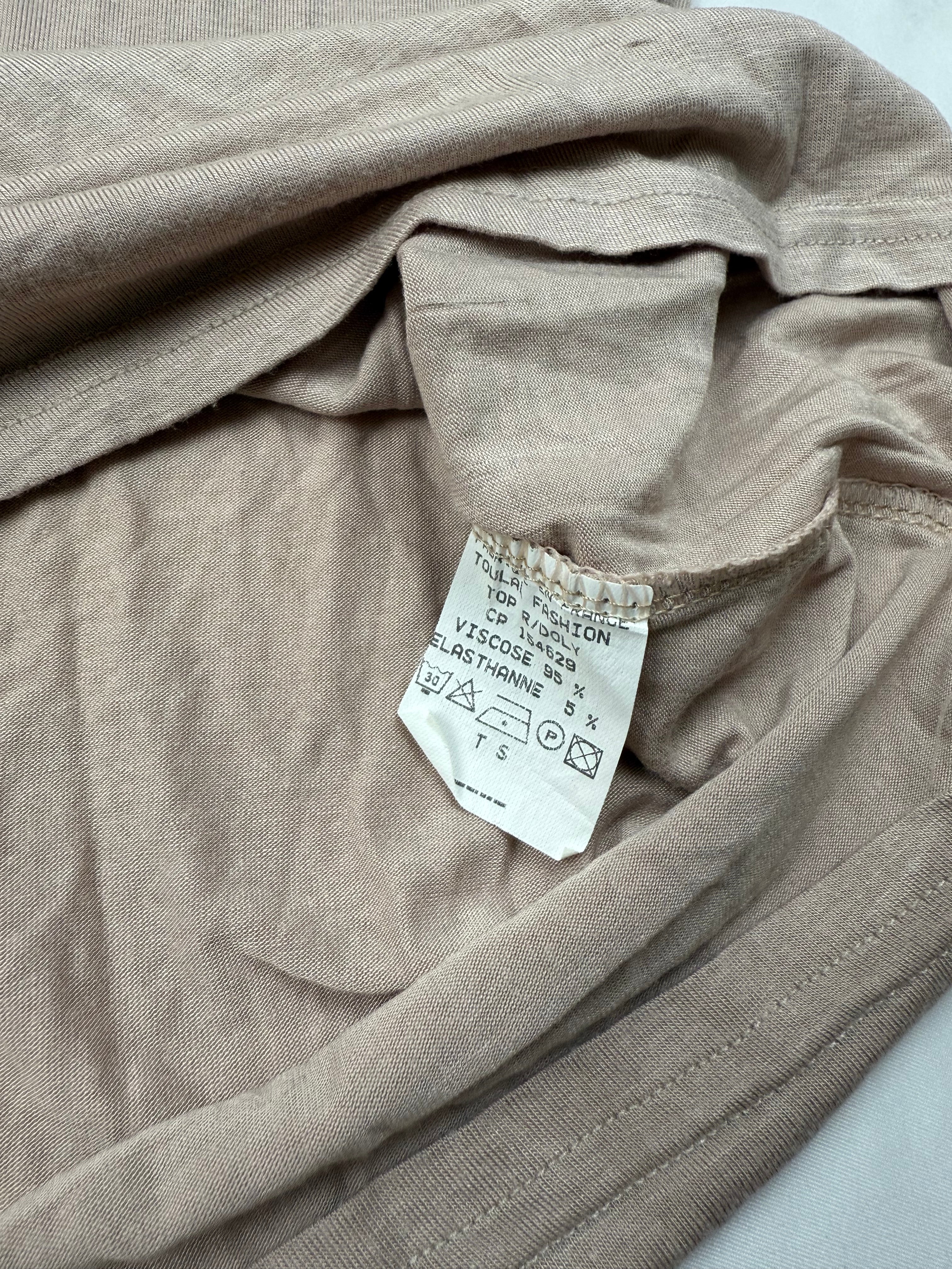 Beige 2 in 1 V neck long sleeves top (S)