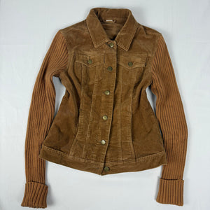 Beige bi fabric knitted biker jacket (XS)
