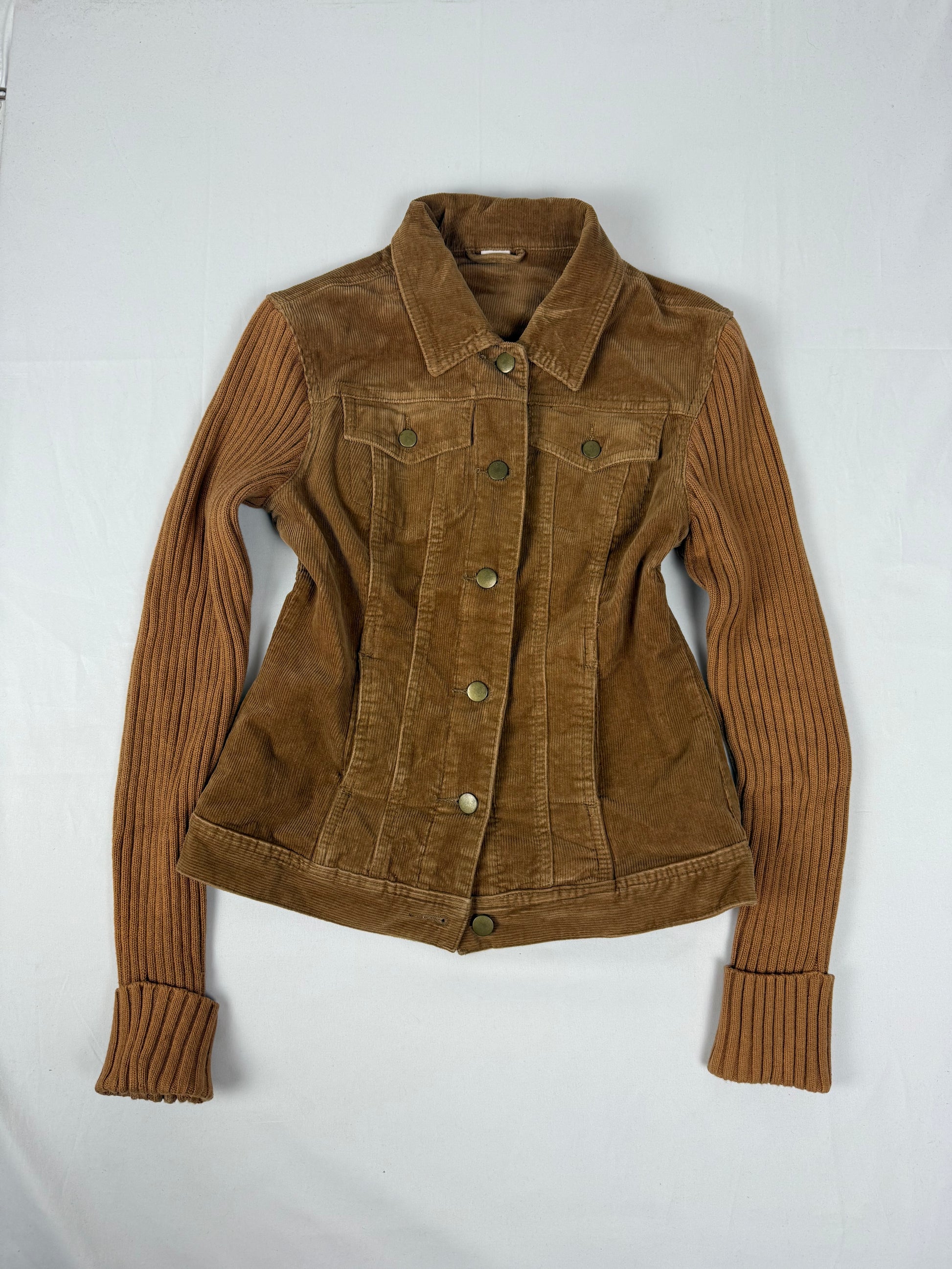 Beige bi fabric knitted biker jacket (XS)