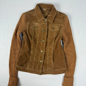 Beige bi fabric knitted biker jacket (XS)