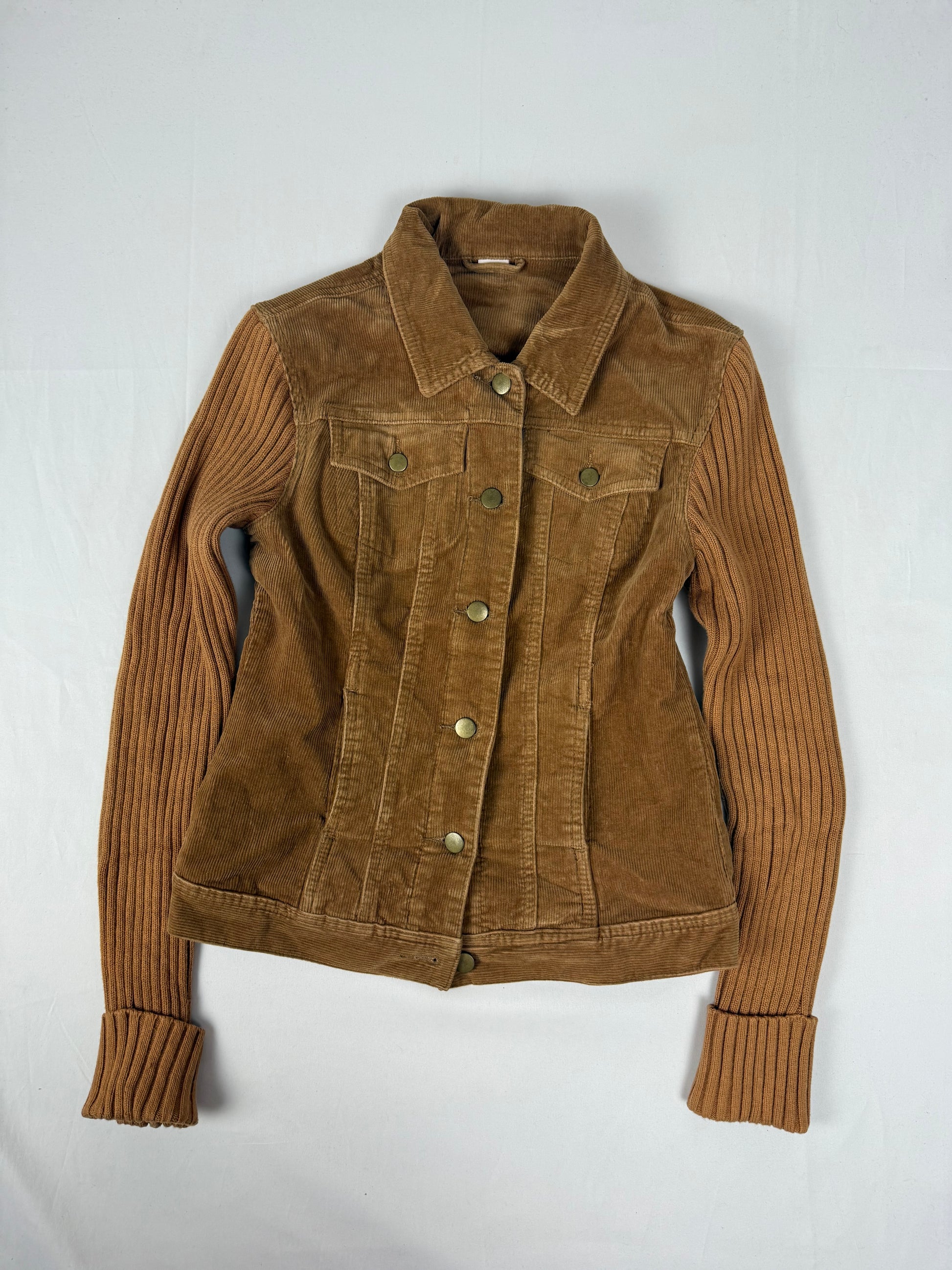 Beige bi fabric knitted biker jacket (XS)