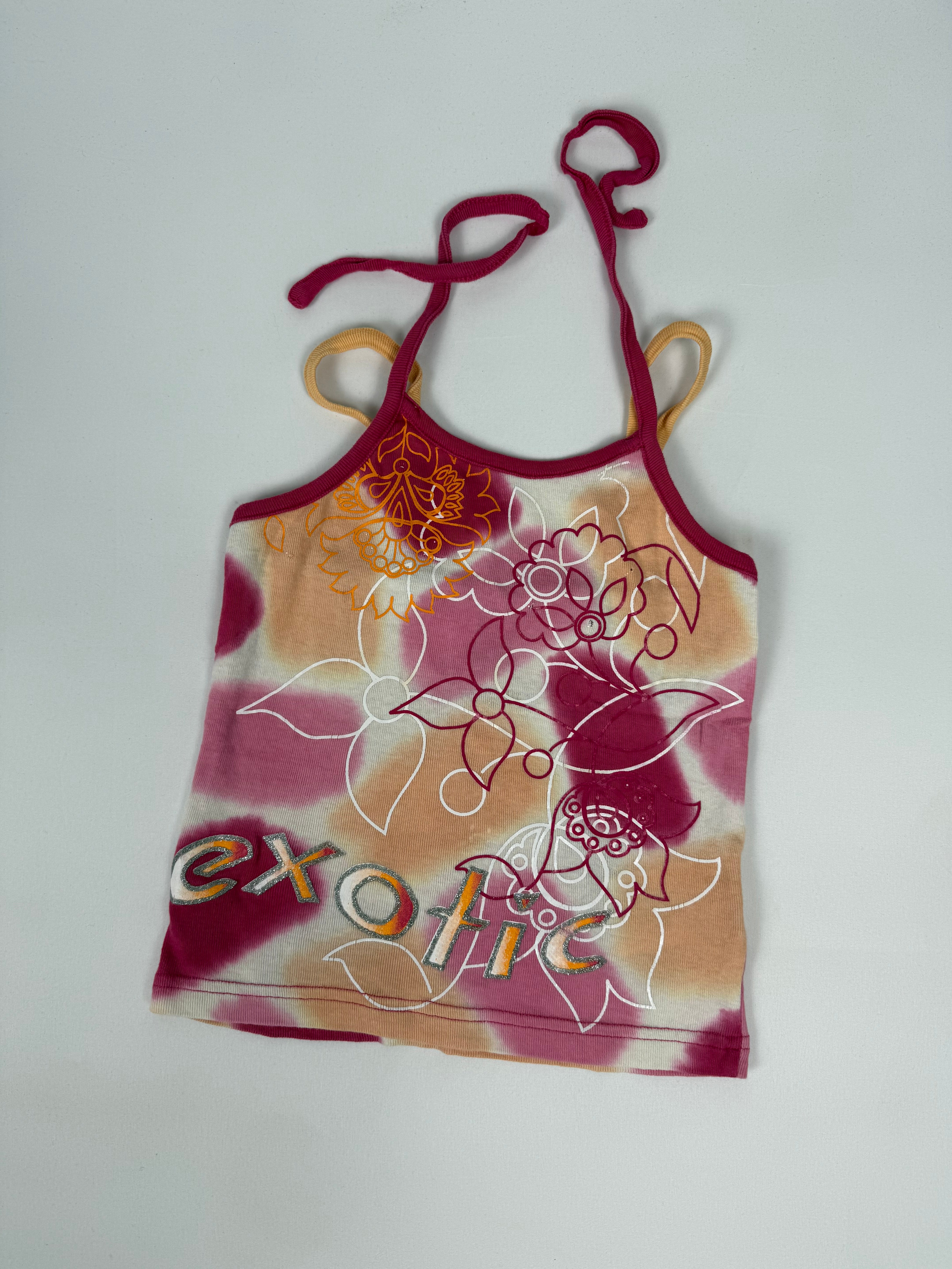 Orange graphic halter top (XS)