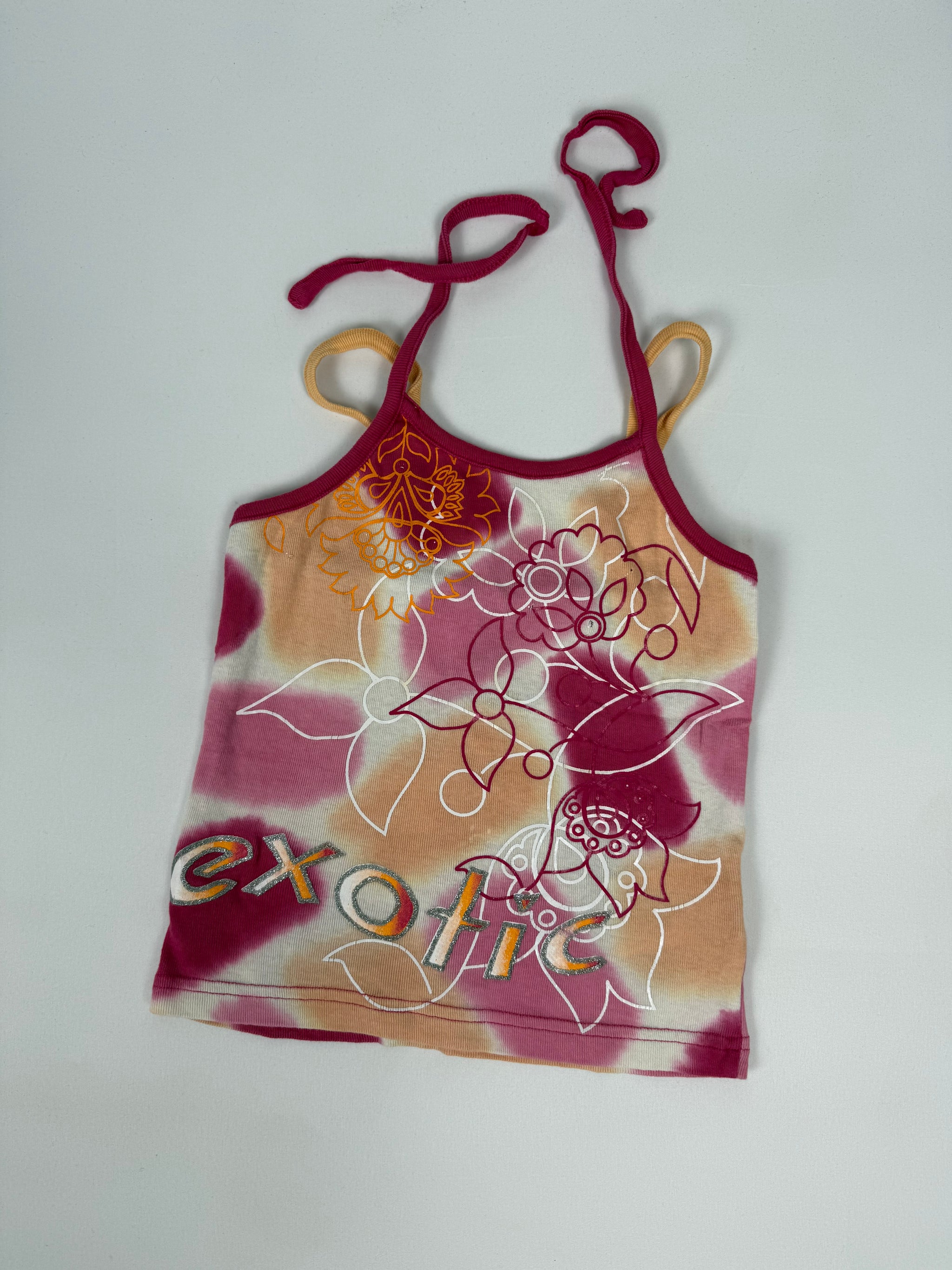 Orange graphic halter top (XS)