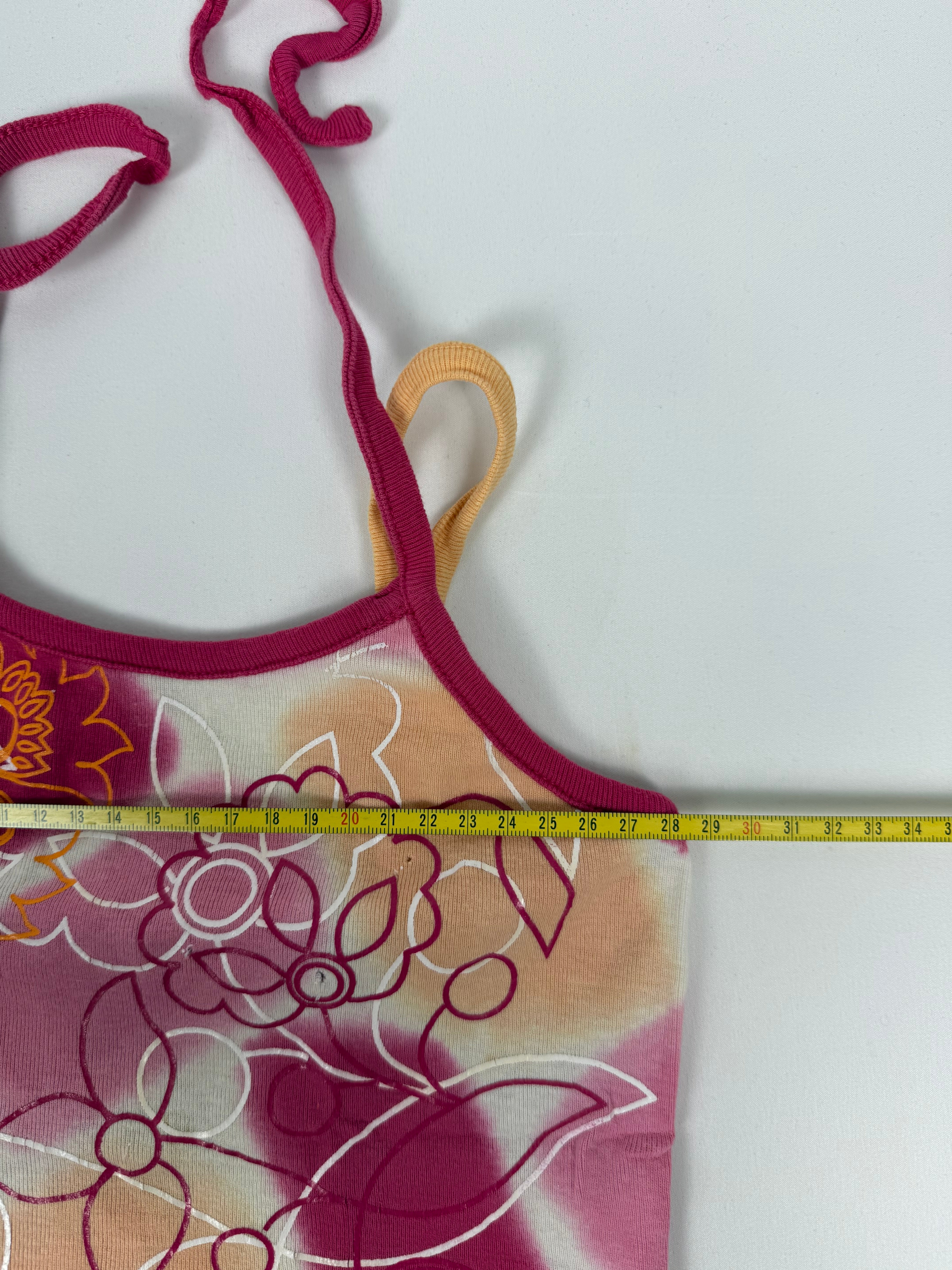 Orange graphic halter top (XS)