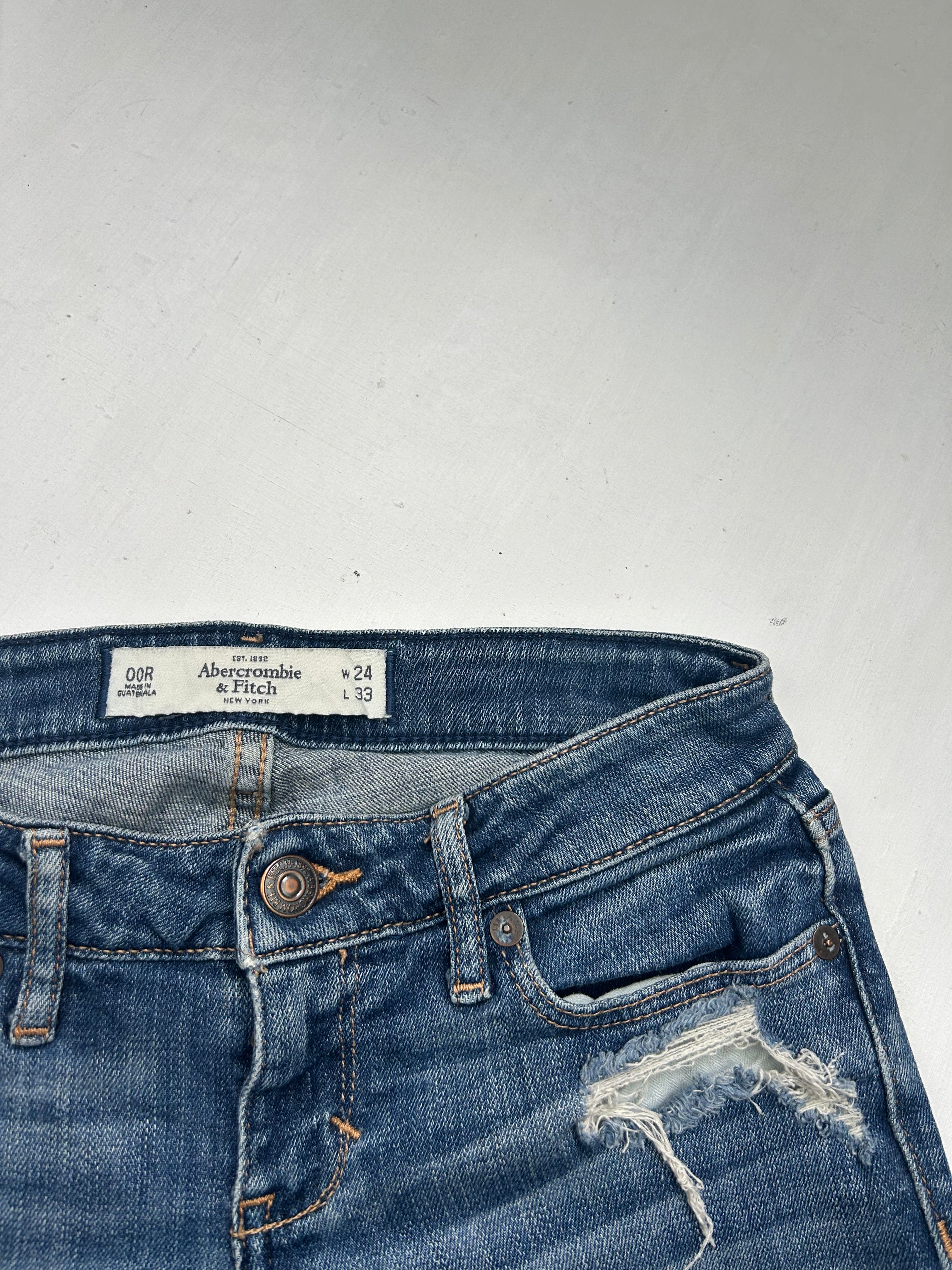 Blue denim low rise mini short (XXS/XS)