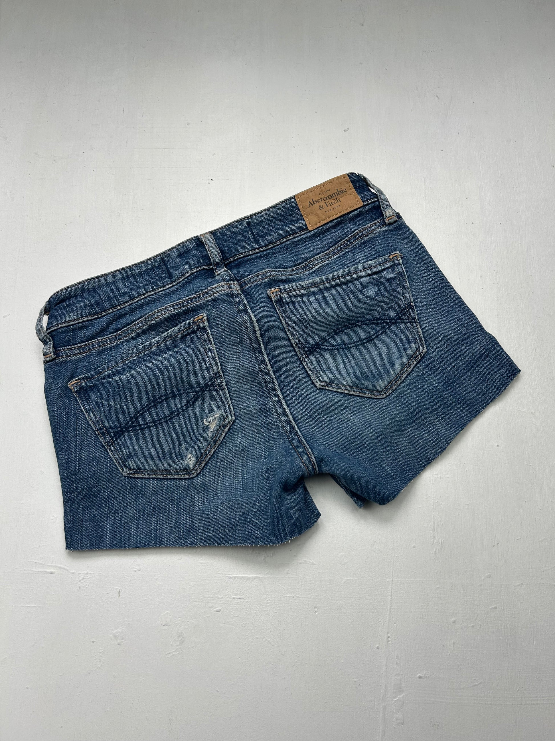 Blue denim low rise mini short (XS)