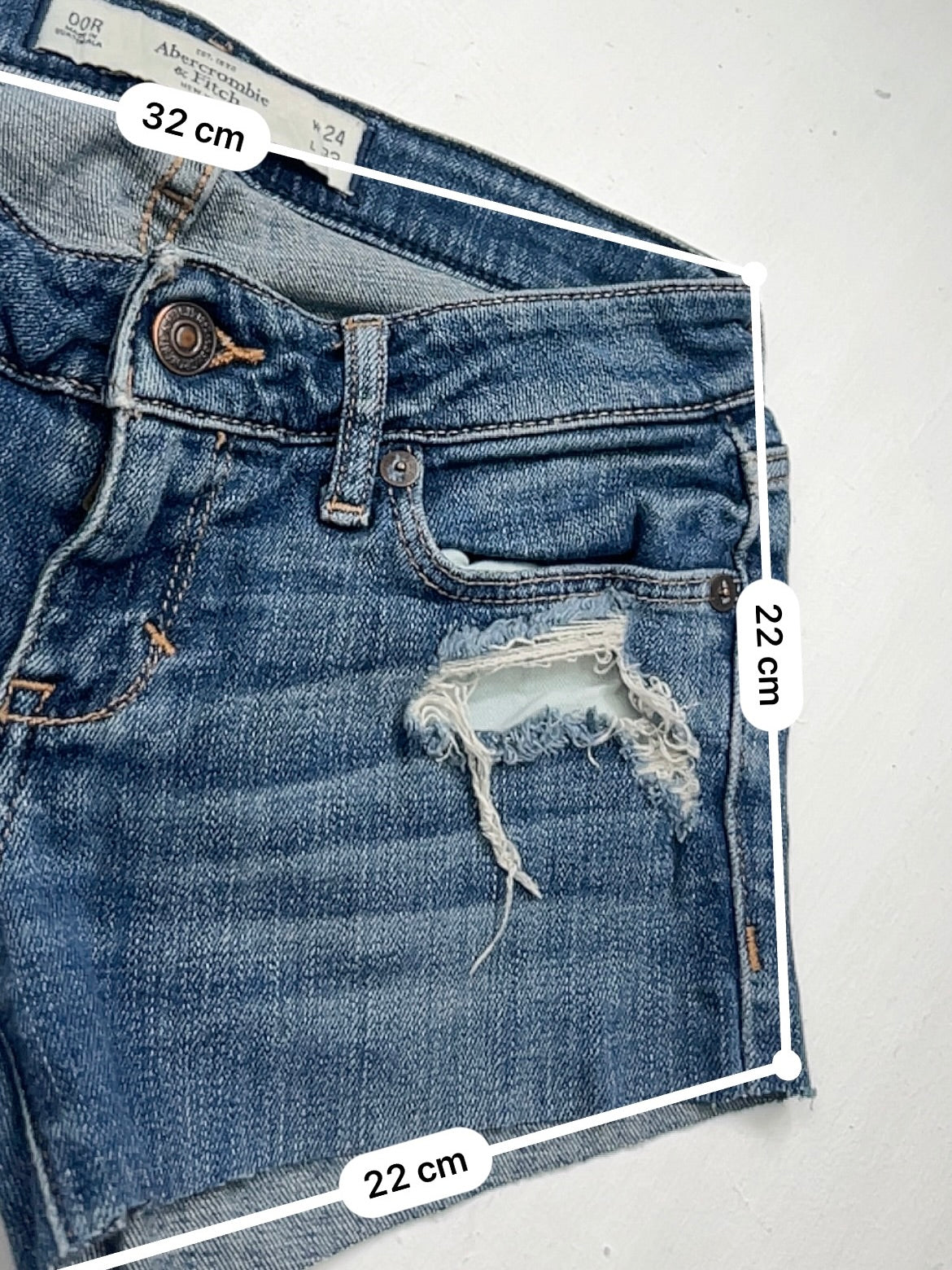 Blue denim low rise mini short (XXS/XS)