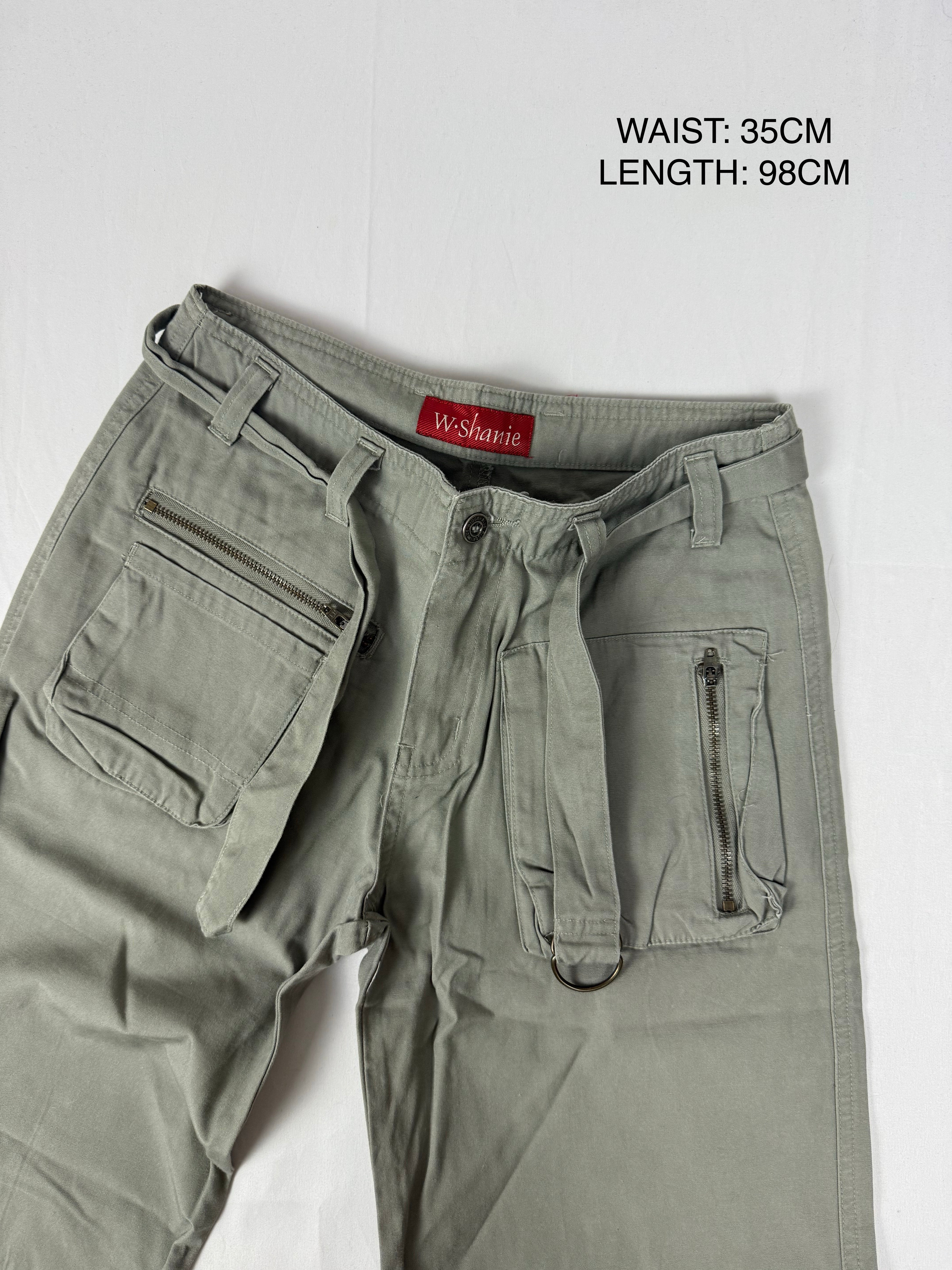 Khaki low rise cargo baggy pants (XS/S)