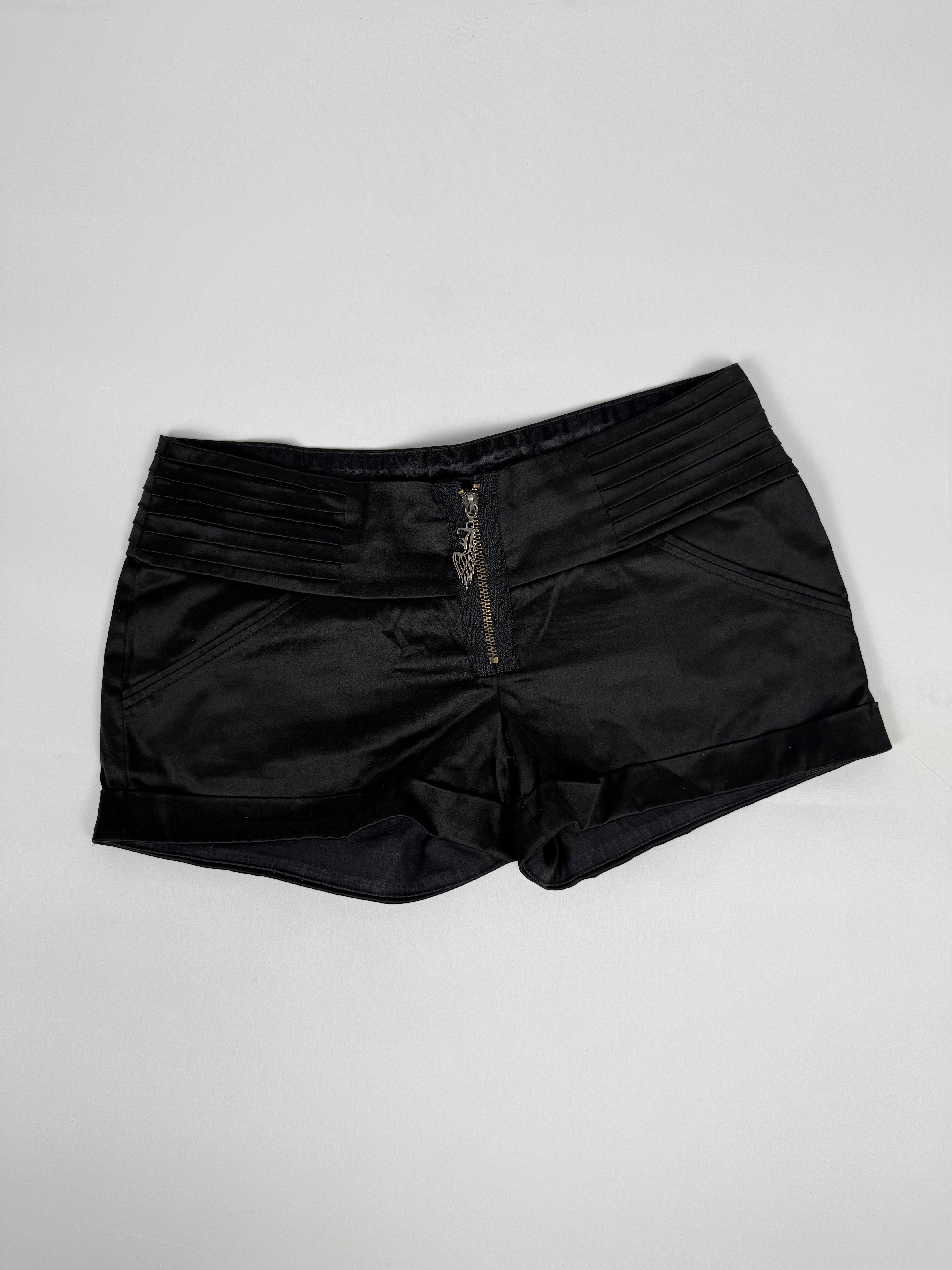 Black silky low rise mini short (M)