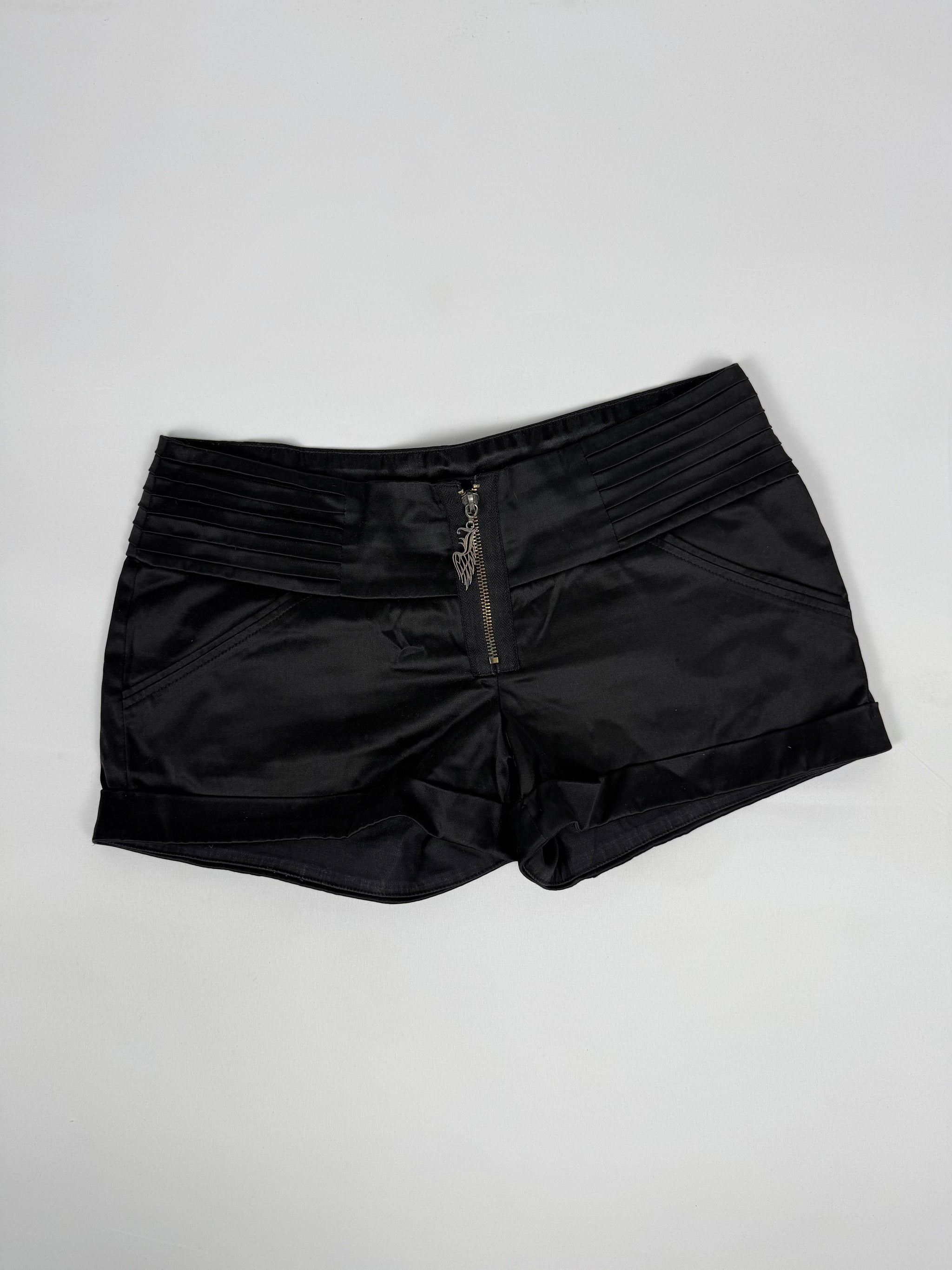 Black silky low rise mini short (M)