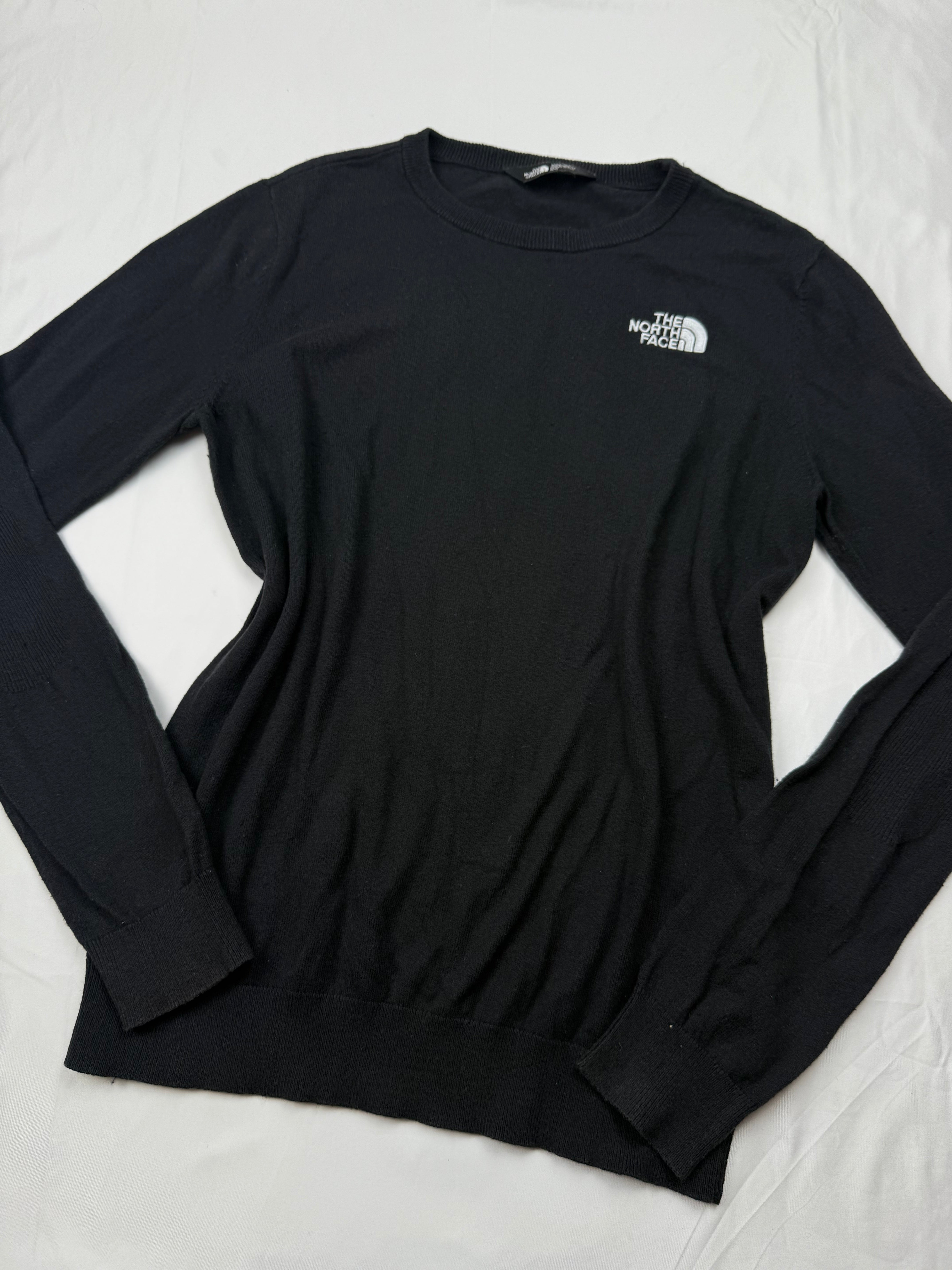 Black cotton round neck logo jumper (M)