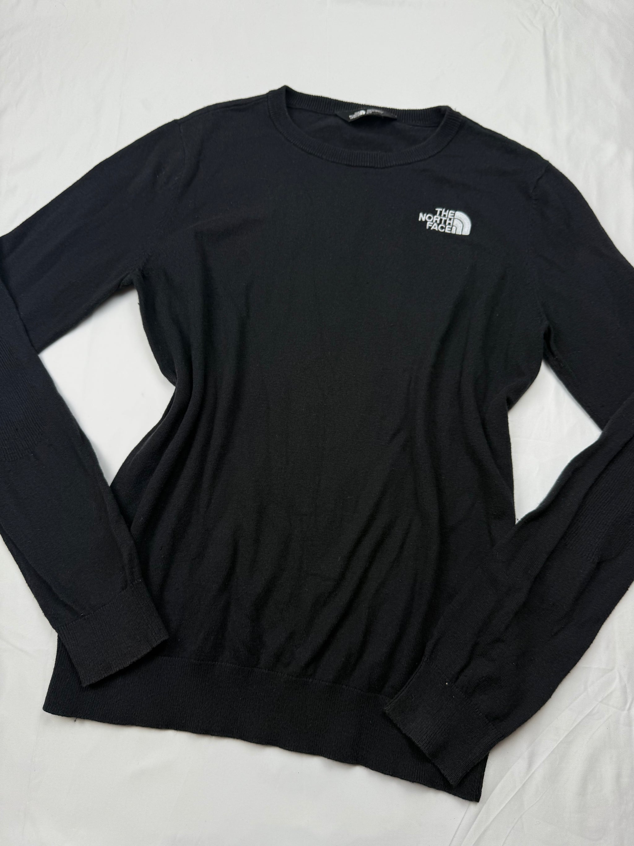 Black cotton round neck logo jumper (M)