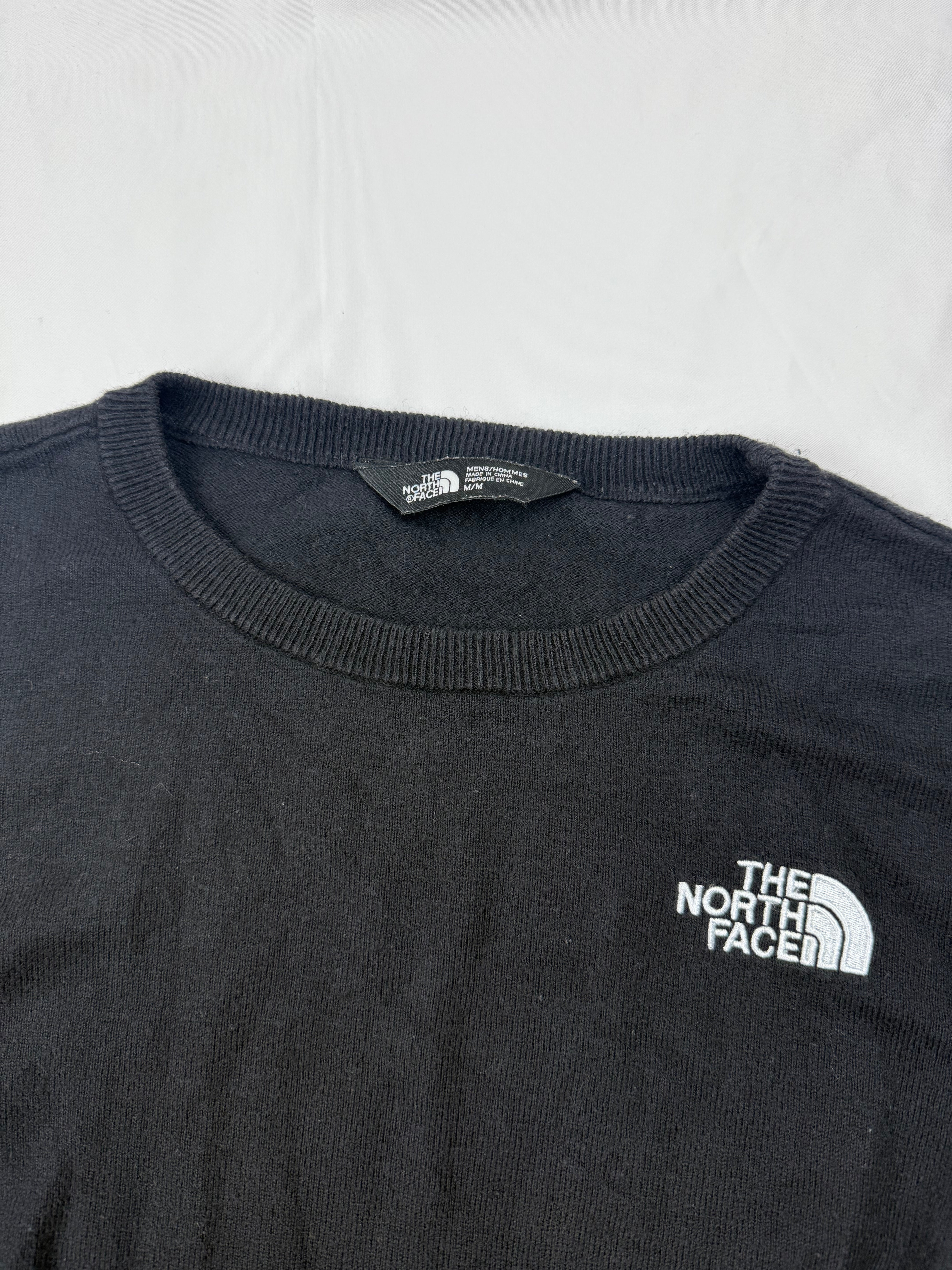 Black cotton round neck logo jumper (M)