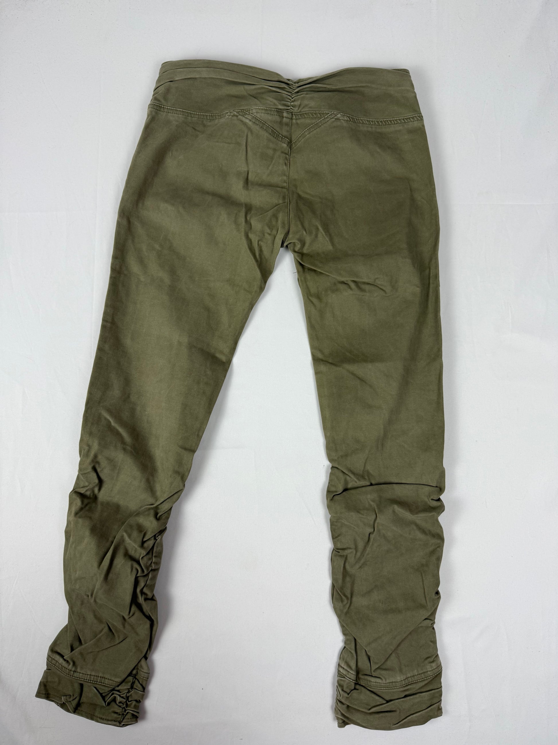 Khaki denim low rise ruched skinny pants (S)