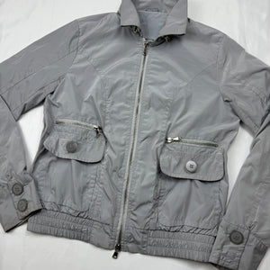Grey windbreaker zip up biker jacket (XL)