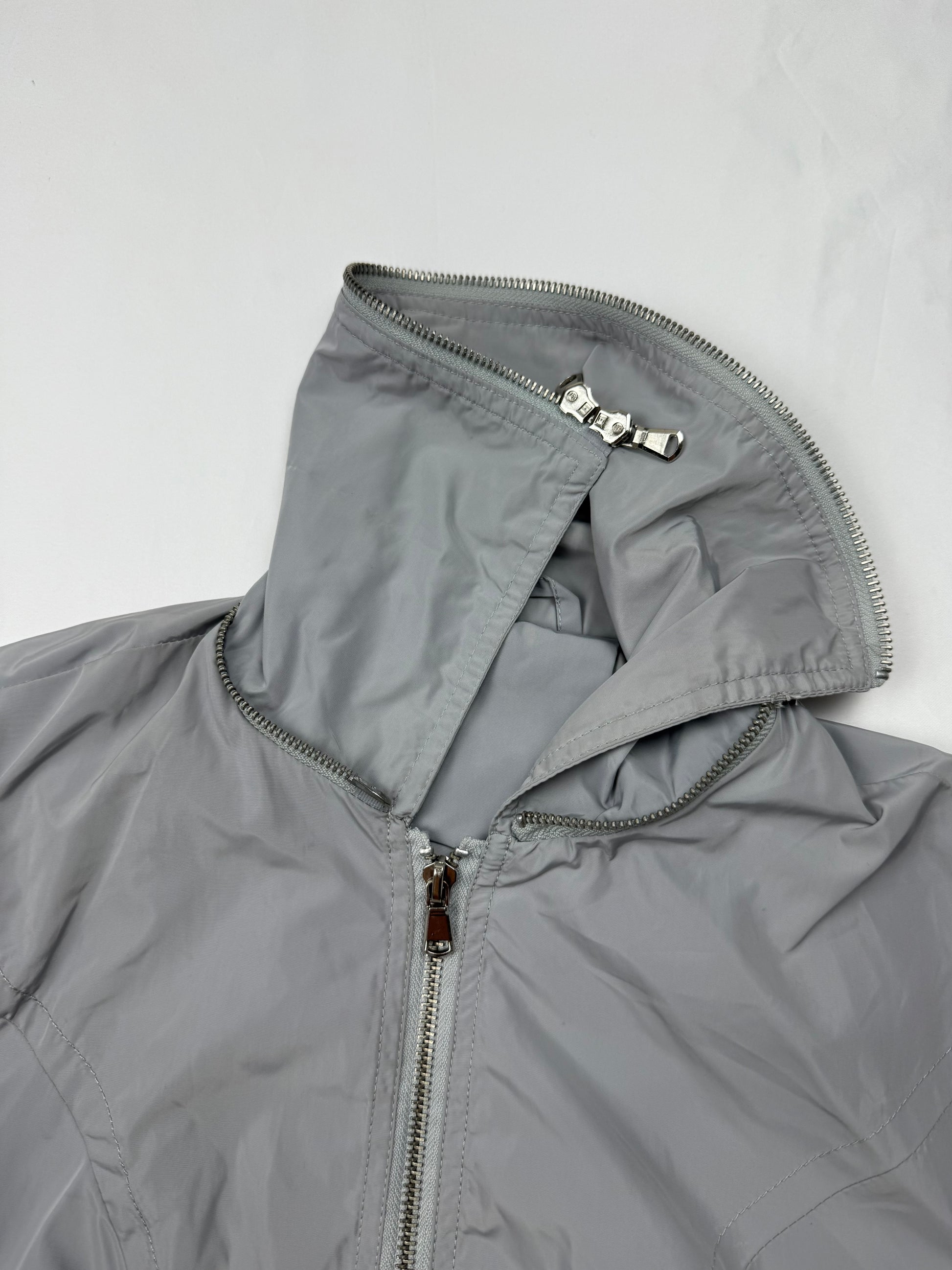 Grey windbreaker zip up biker jacket (XL)