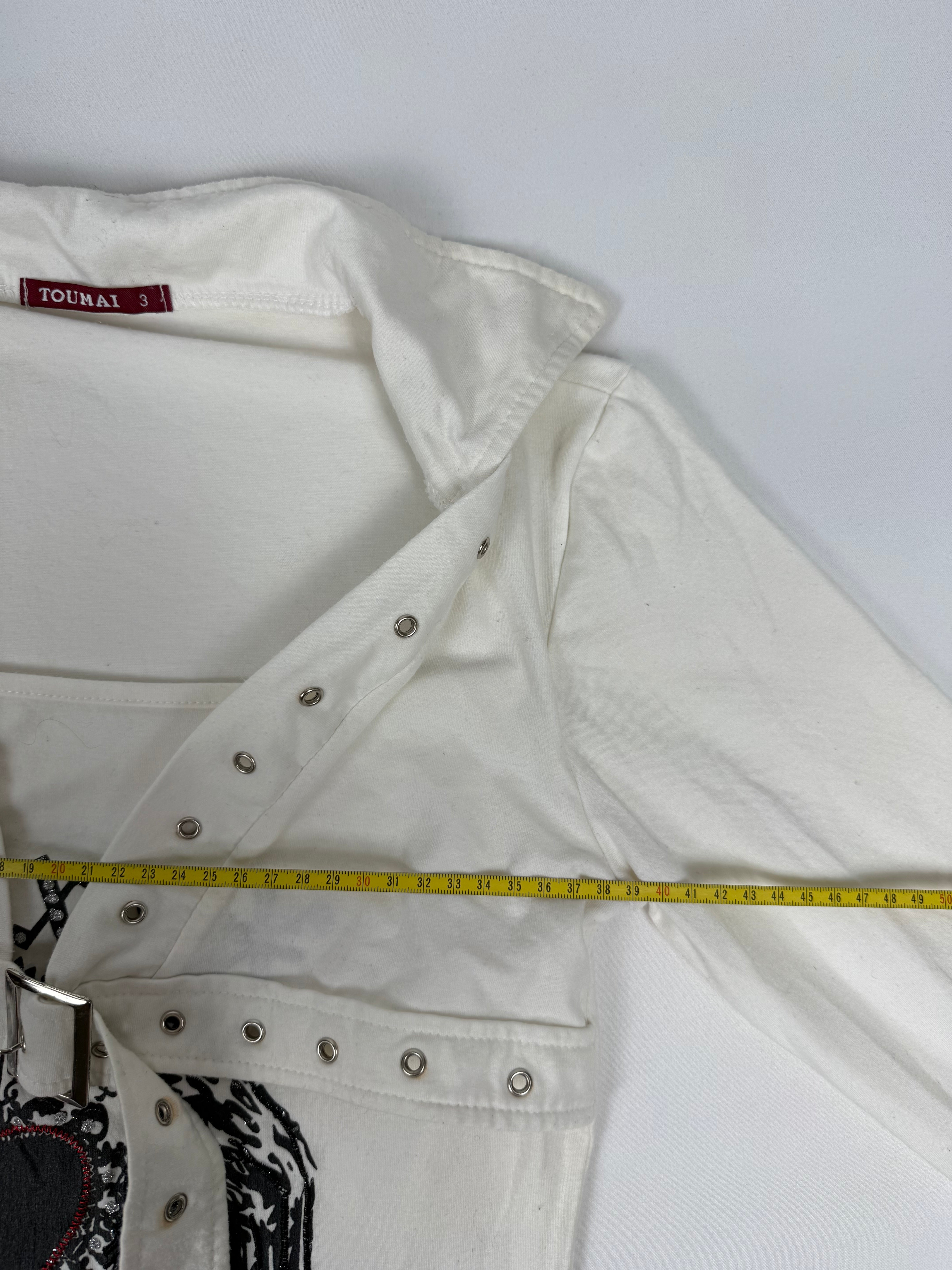 White graphic long sleeves top (M)